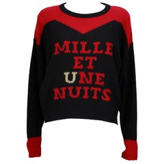 Sonia Rykiel Pull en laine rouge et noir "Mille Et Une Nuits"