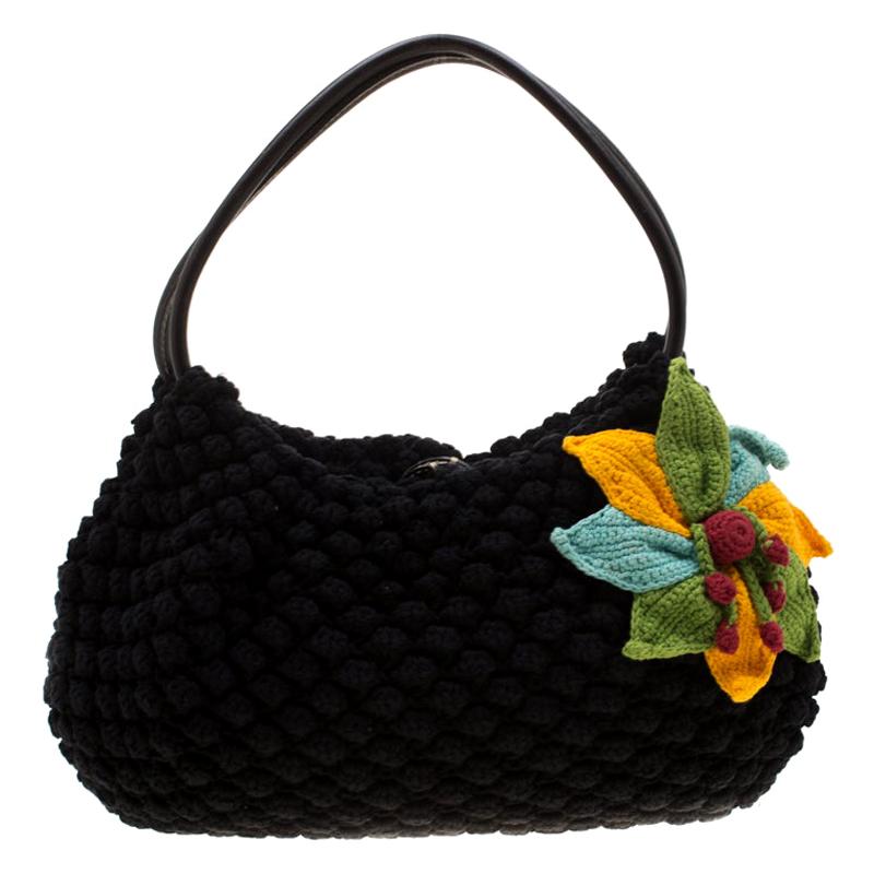Sonia Rykiel Multicolor Floral Crochet Hobo For Sale