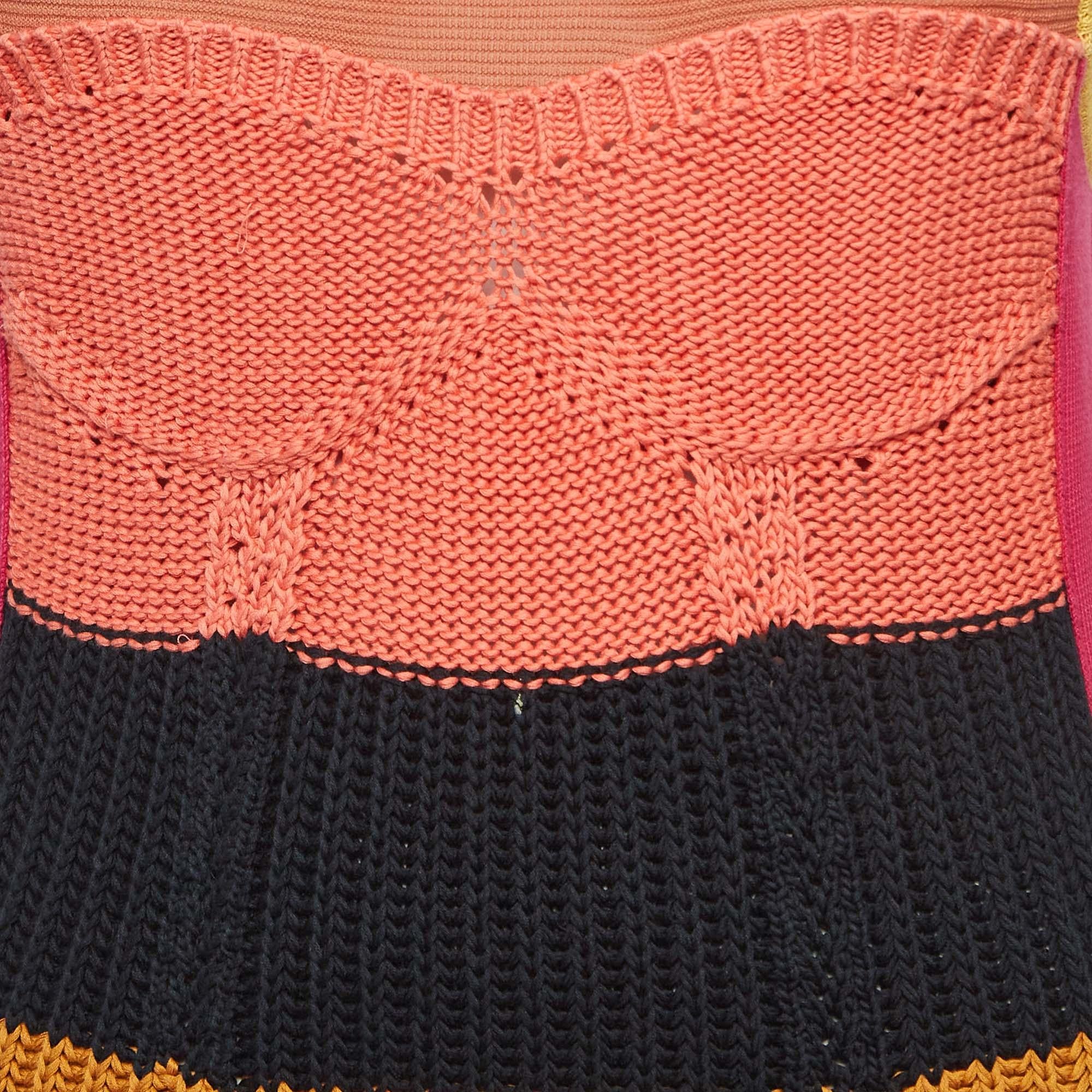 Marron Sonia Rykiel - Mini robe sans manches en tricot côtelé multicolore XS en vente