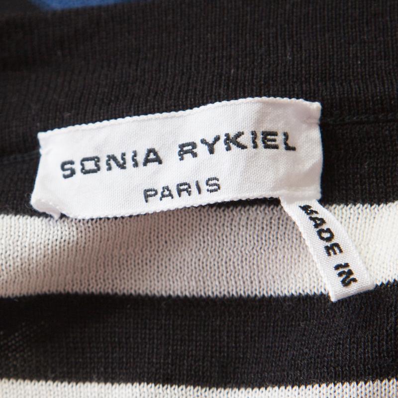 Women's Sonia Rykiel Multicolor Striped Cotton and Silk Vinyl Strip Detail Top M