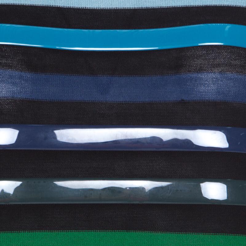 Sonia Rykiel Multicolor Striped Cotton and Silk Vinyl Strip Detail Top M 1