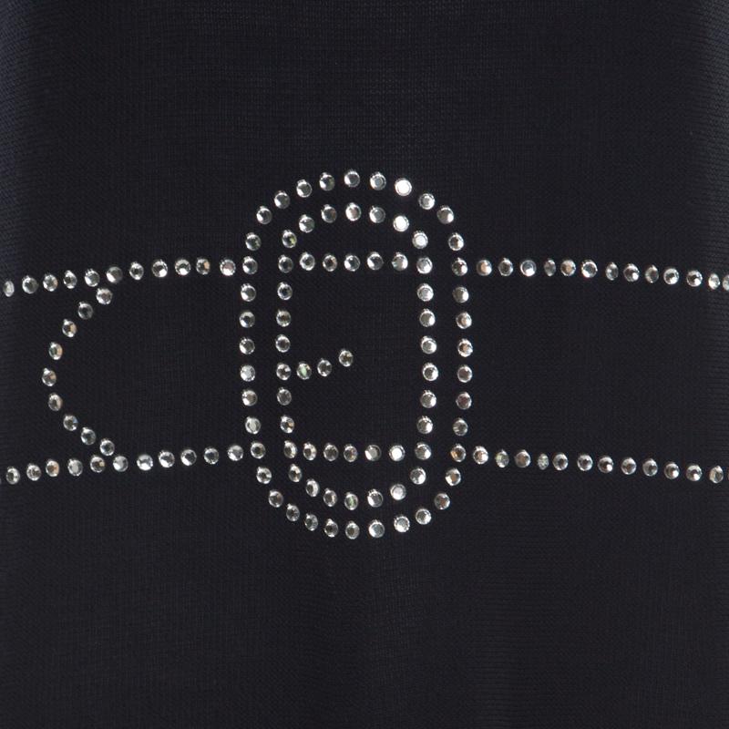 De las mujeres Sonia Rykiel Maxivestido azul marino de punto sin mangas trompe l'oeil diamanté L