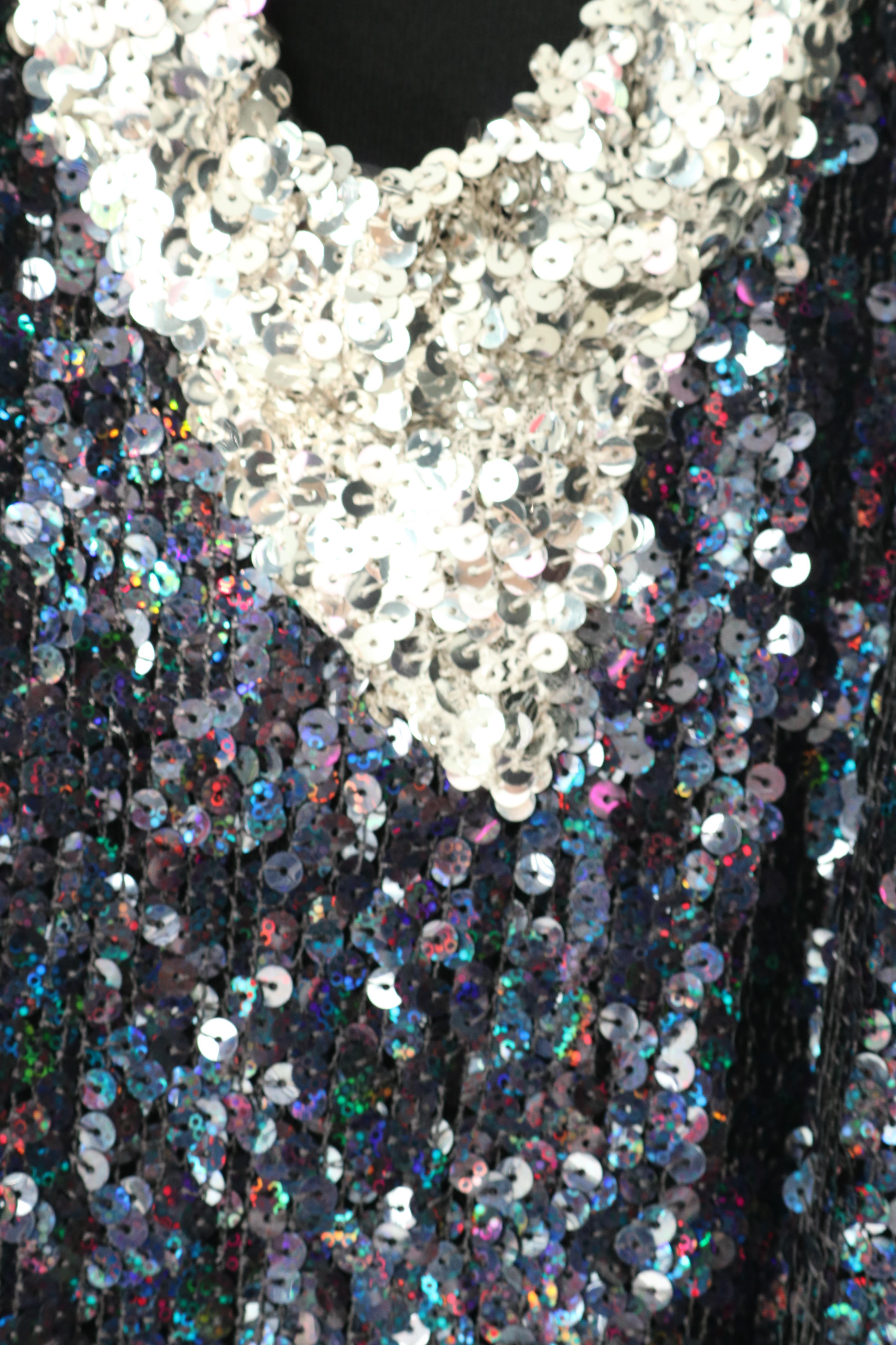 Black Sonia Rykiel Navy Sequin Gown For Sale
