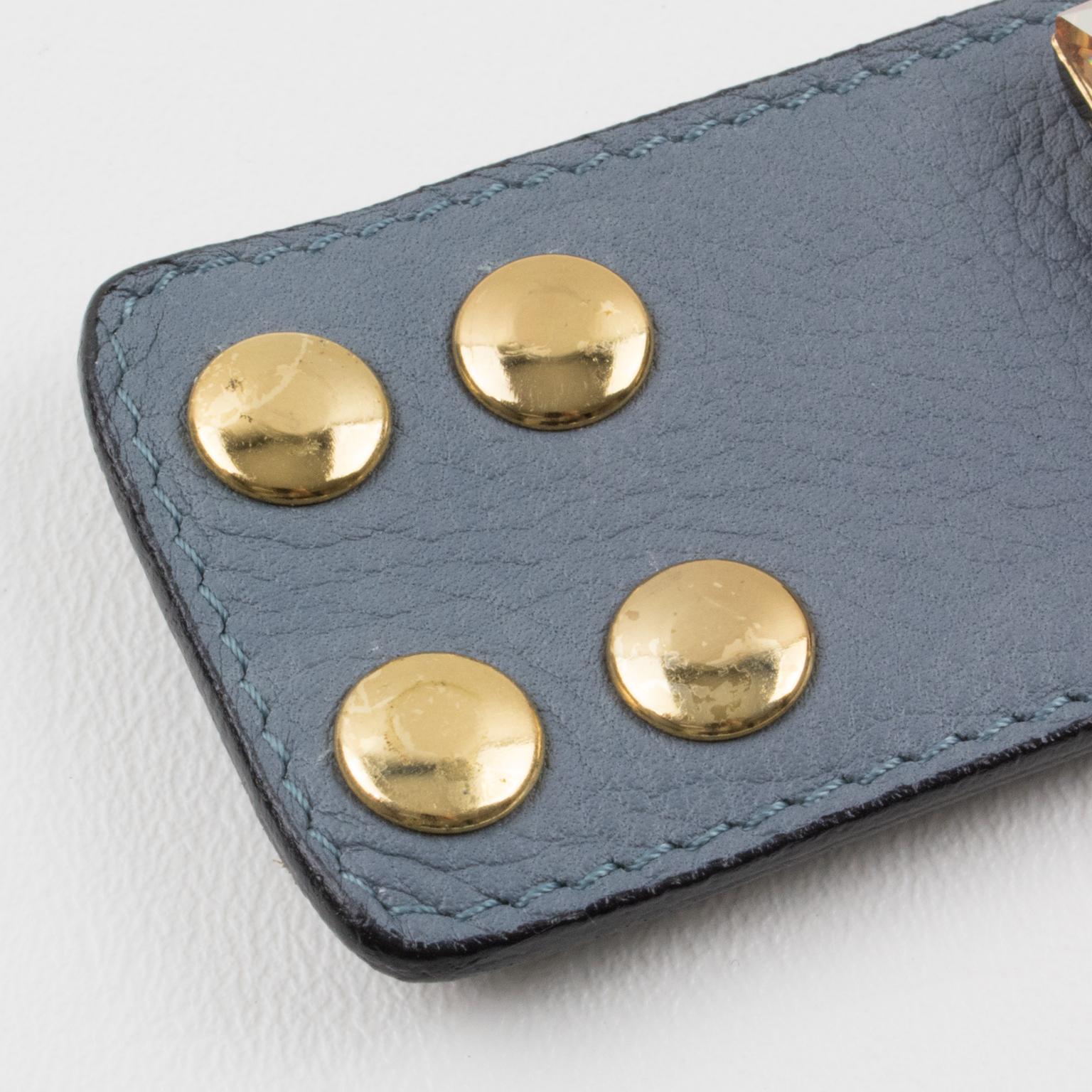 Sonia Rykiel Paris Pastel Jeweled and Gray Leather Belt Bracelet For Sale 7