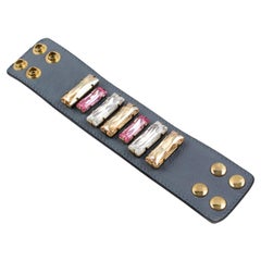Armband aus pastellfarbenem, juwelenbesetztem und grauem Leder von Sonia Rykiel Paris