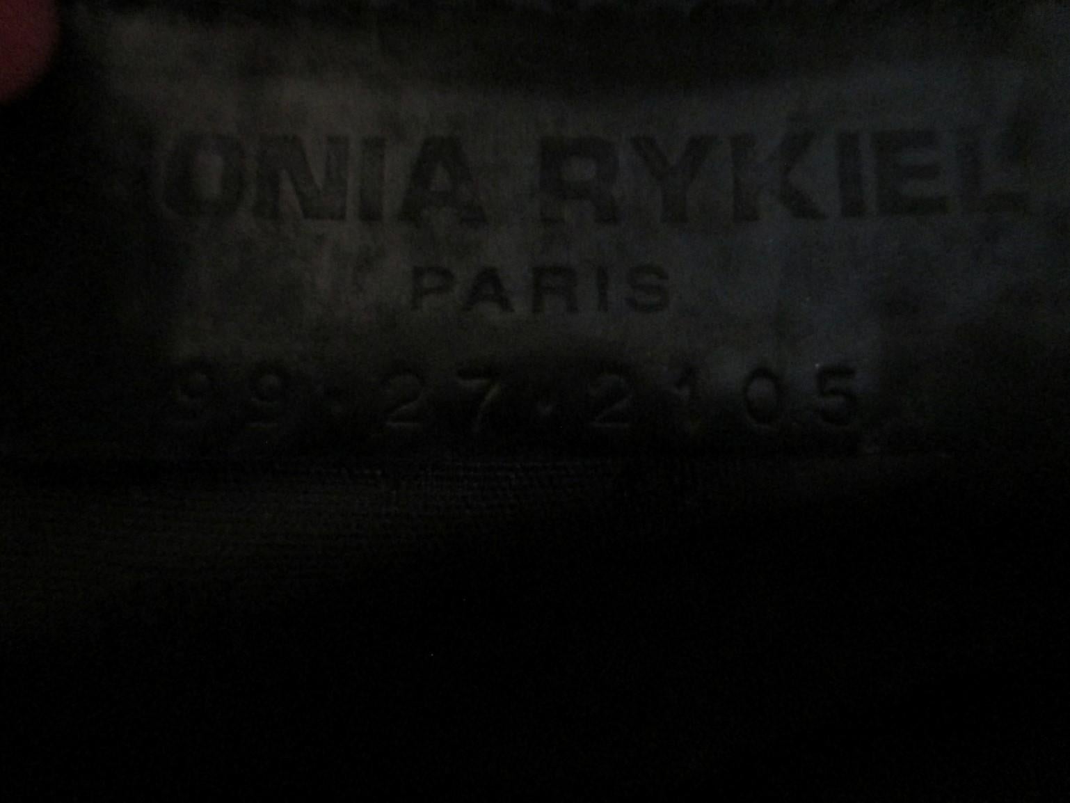 Black Sonia Rykiel Paris printed Embossed Leather Hand Bag For Sale