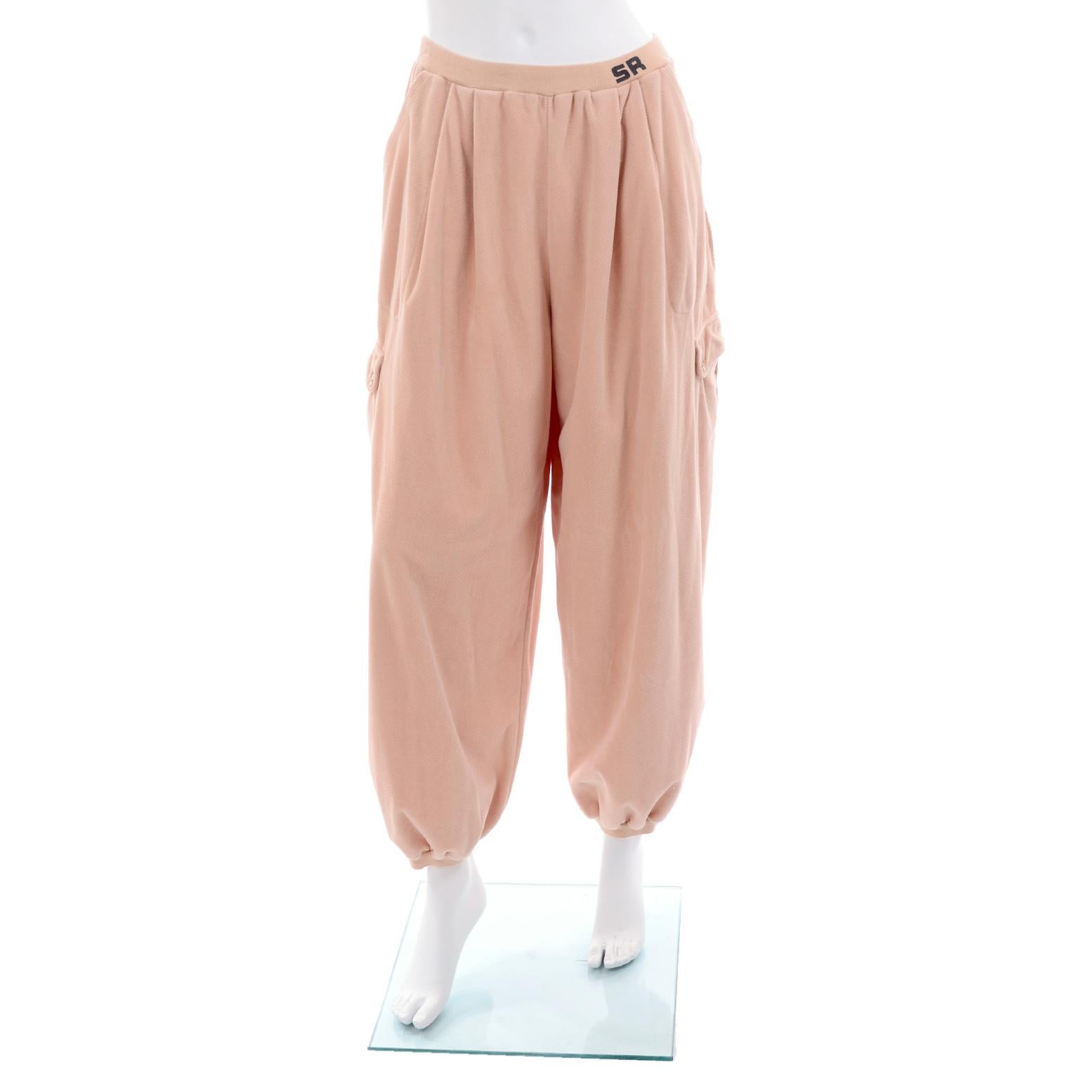 Sonia Rykiel Paris Vintage Peach Tracksuit Cozy Athleisure Outfit W Pants & Top In Excellent Condition In Portland, OR