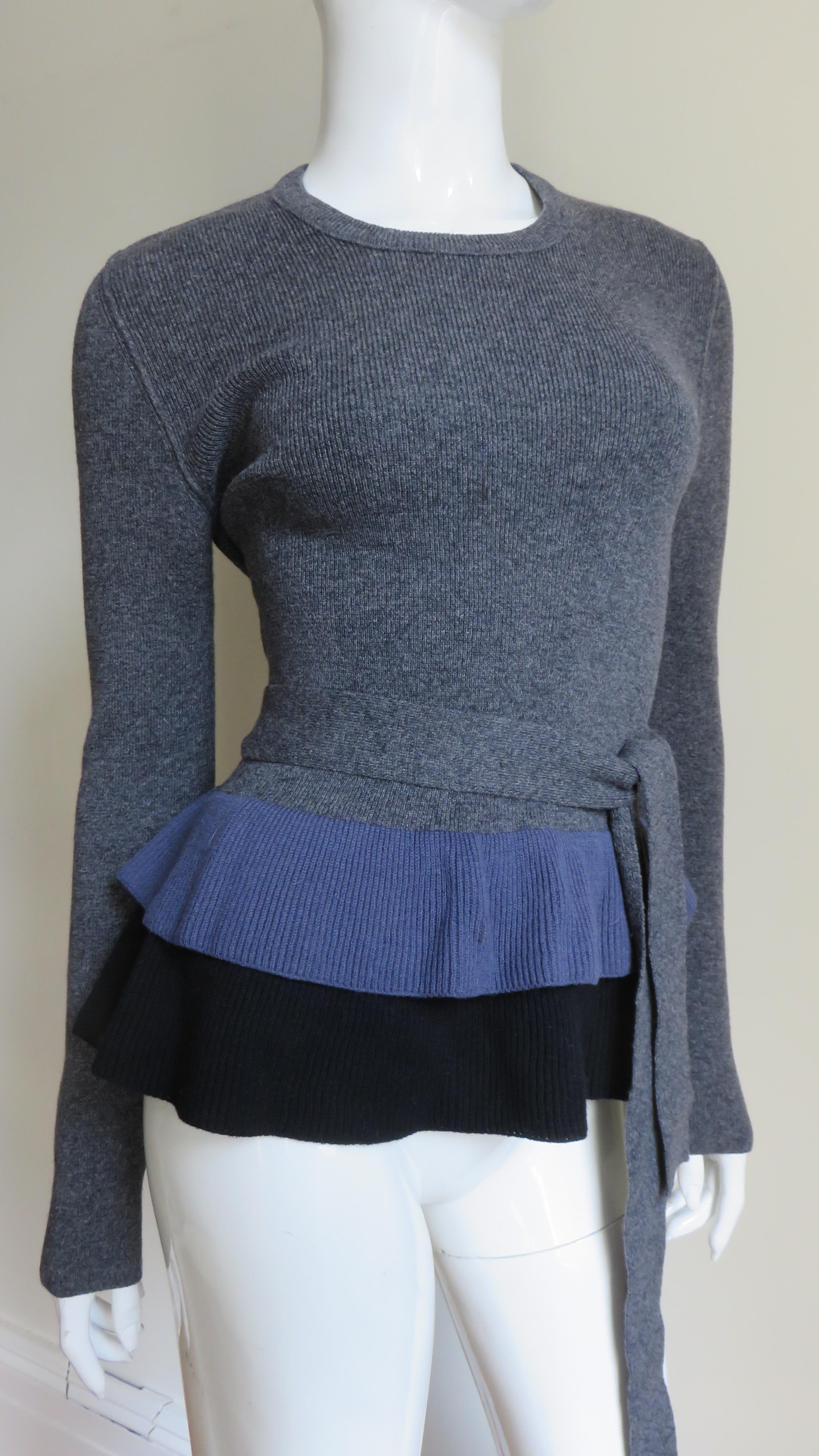 Gray Sonia Rykiel Color Block Sweater