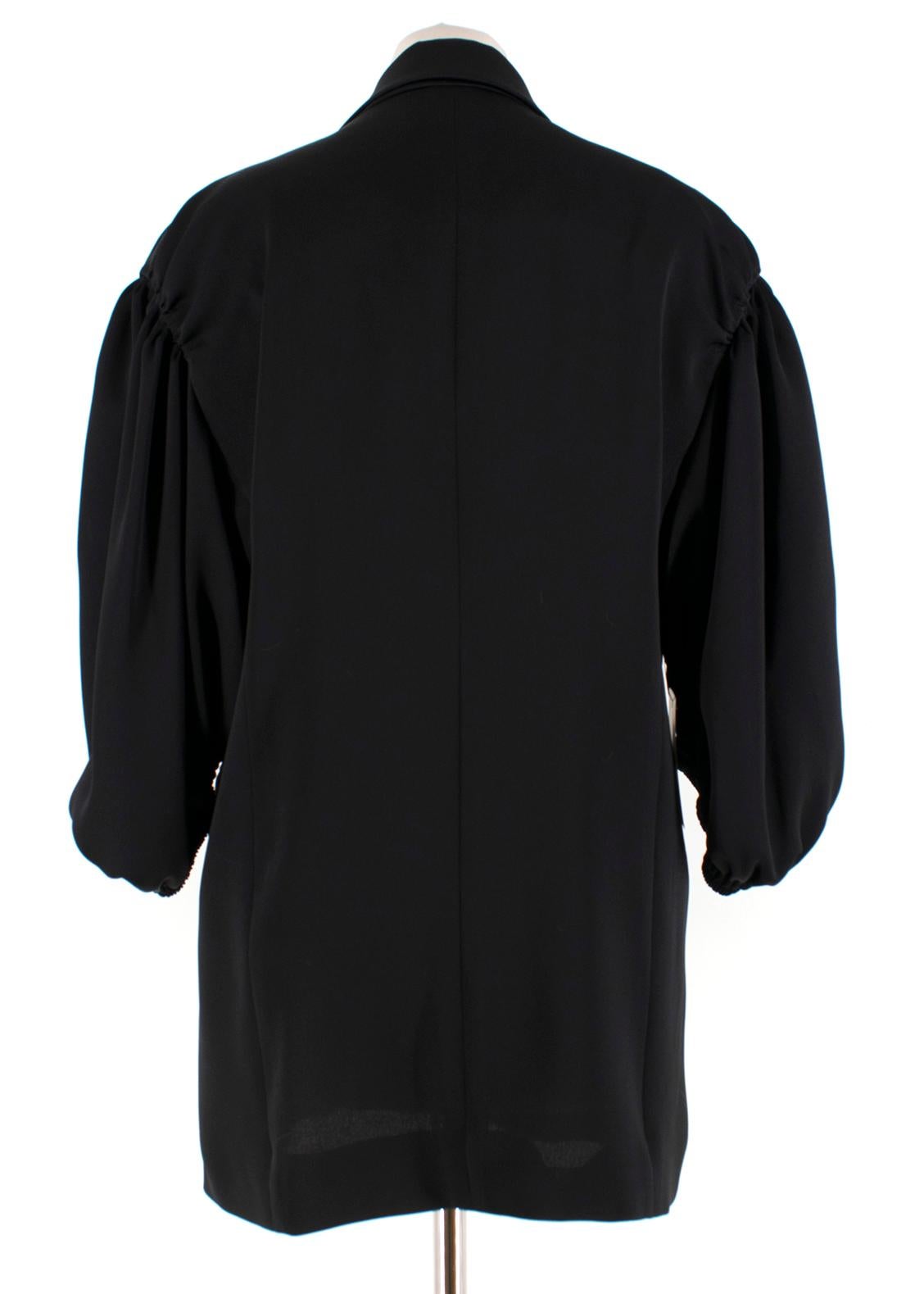 Black Sonia Rykiel puff-sleeved black satin blazer US 10