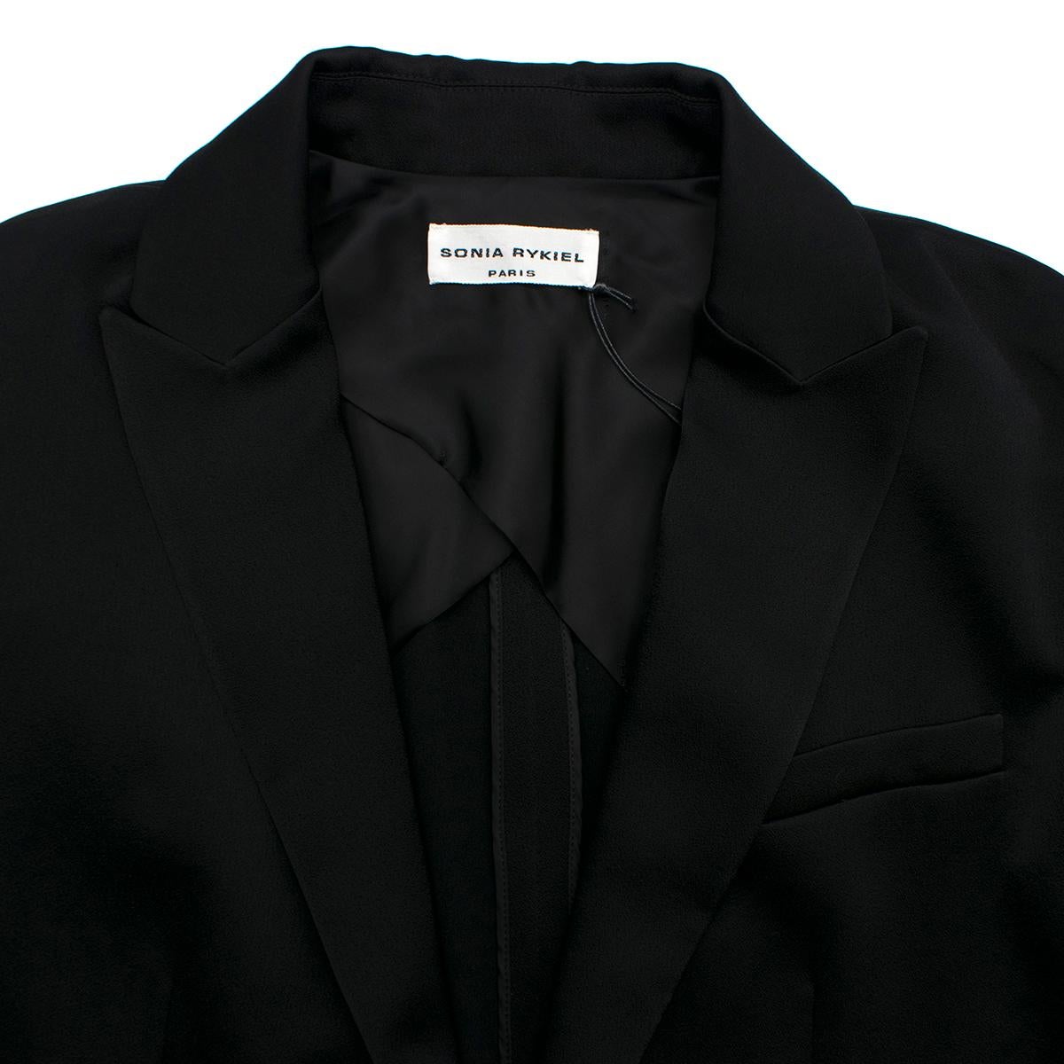 Sonia Rykiel puff-sleeved black satin blazer US 10 In New Condition In London, GB