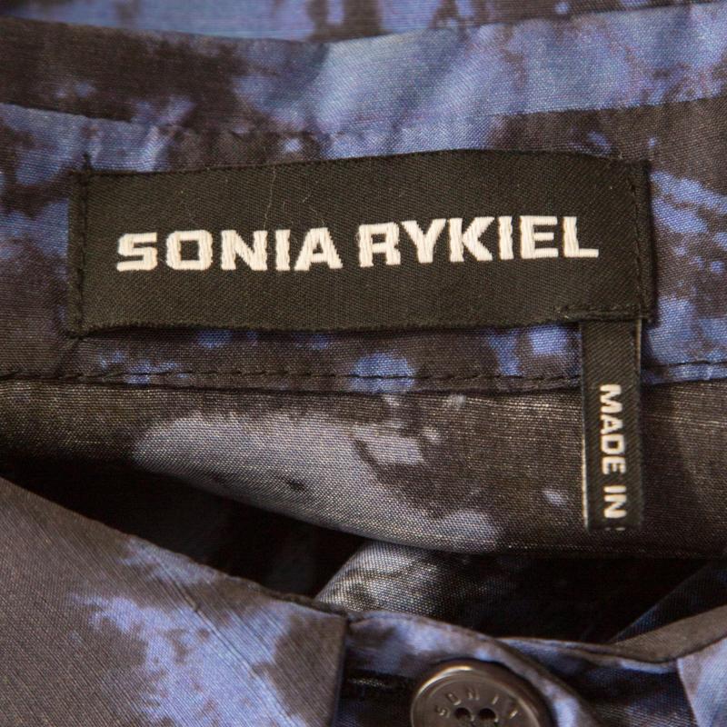 Sonia Rykiel Purple Abstract Printed Silk Button Front Shirt L 1