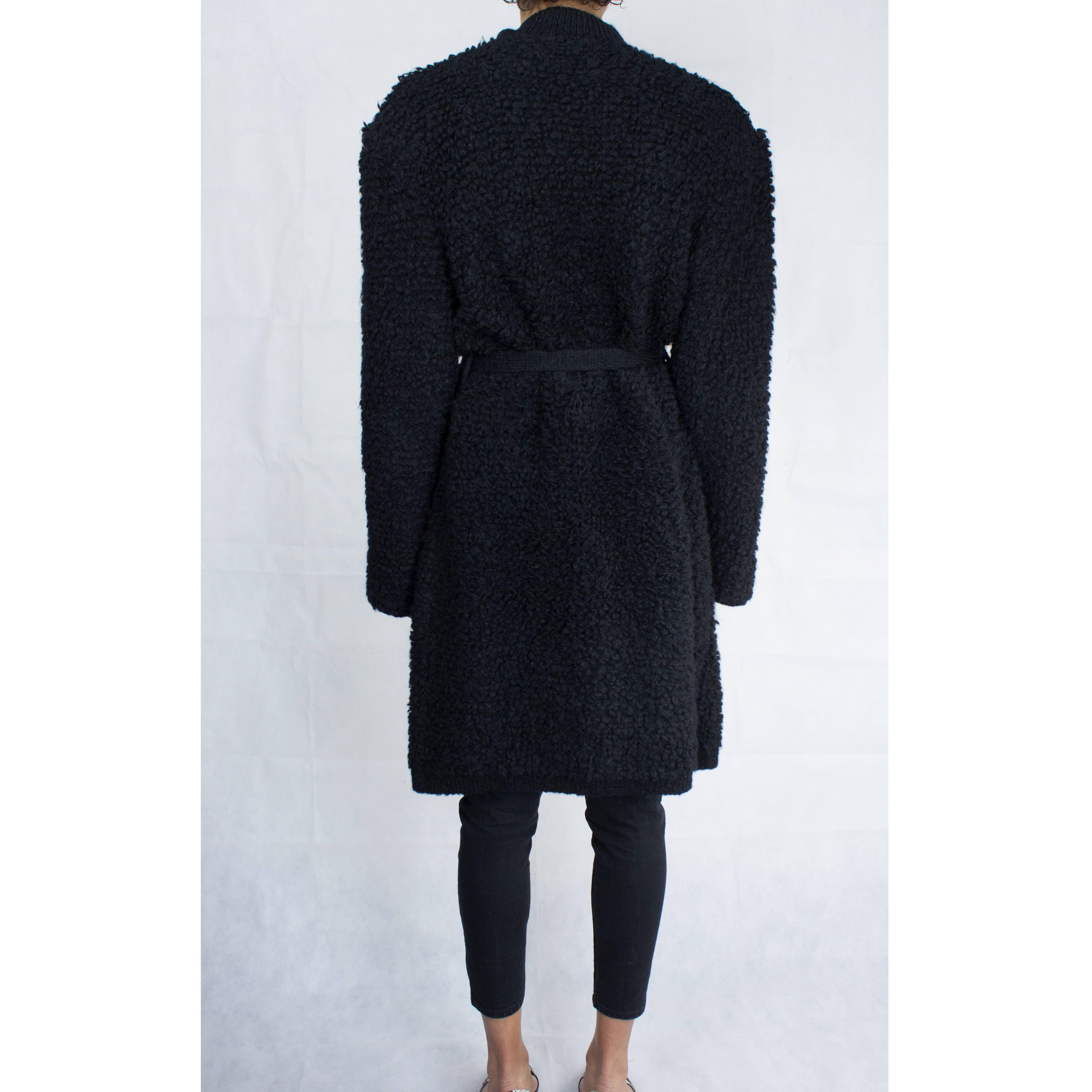 Sonia Rykiel  quintessentially French black knitted wool coat, circa 1960s In Good Condition For Sale In London, GB
