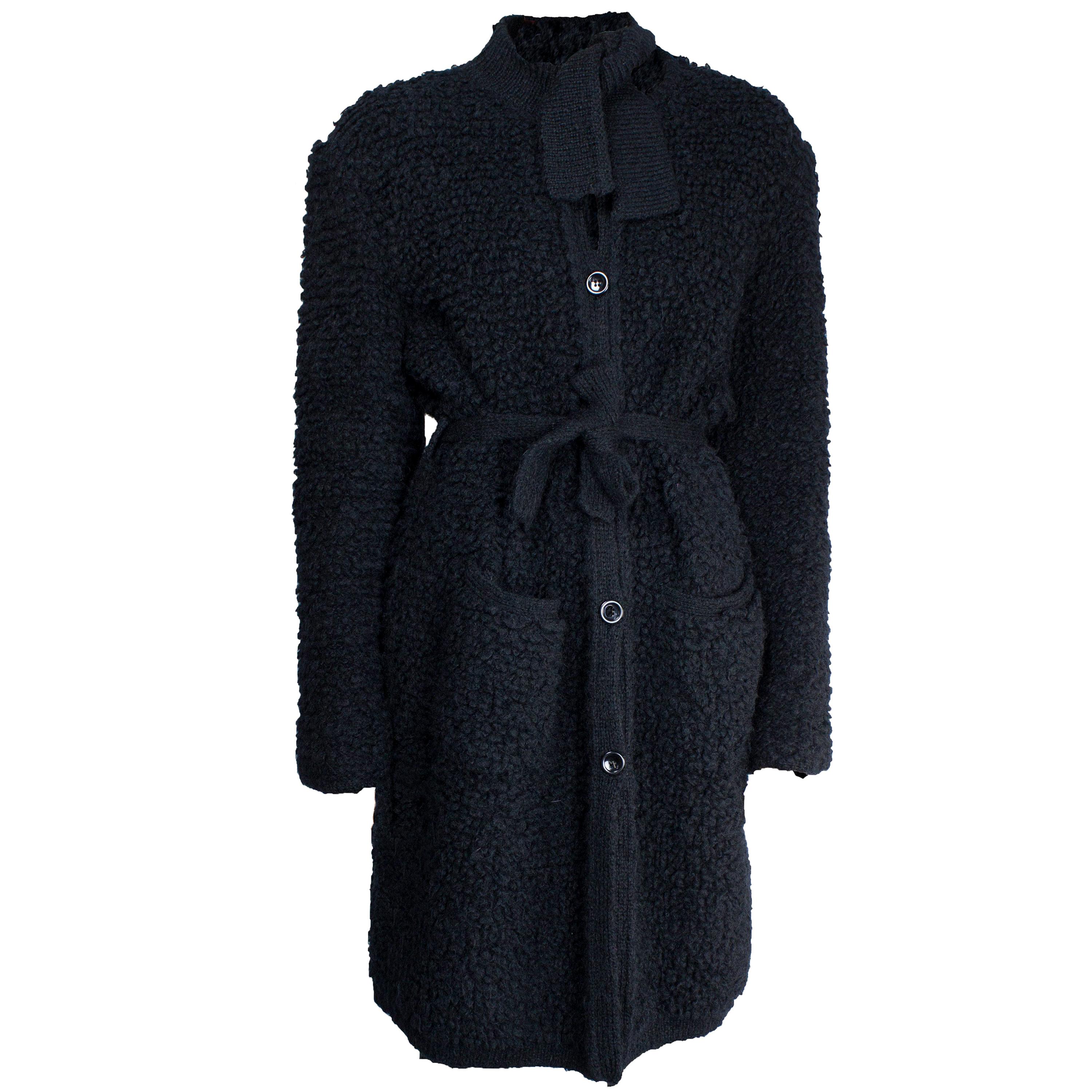  Sonia Rykiel  quintessentially French black knitted wool coat, circa 1960s For Sale