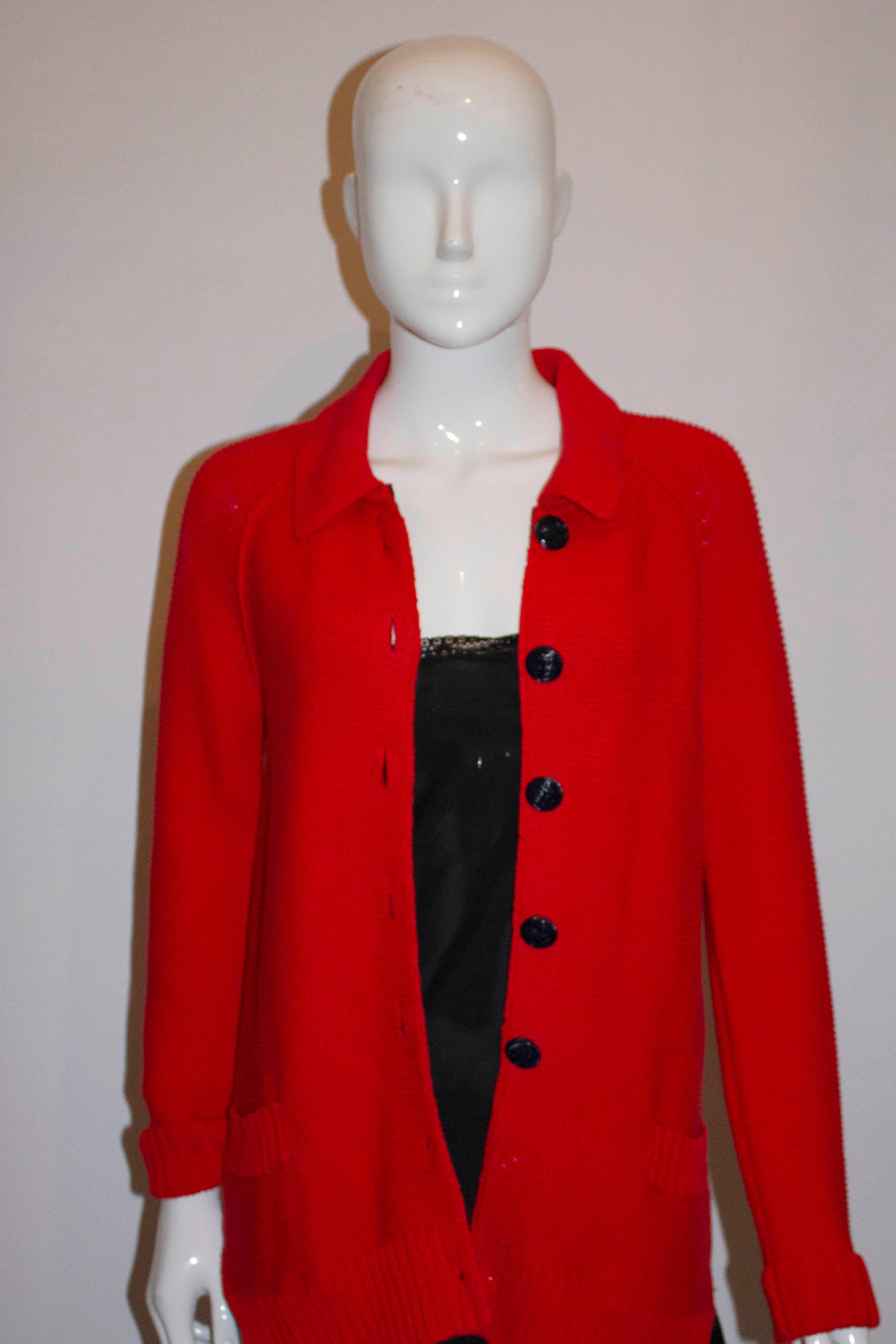 Sonia Rykiel Red Cardigan In Good Condition For Sale In London, GB