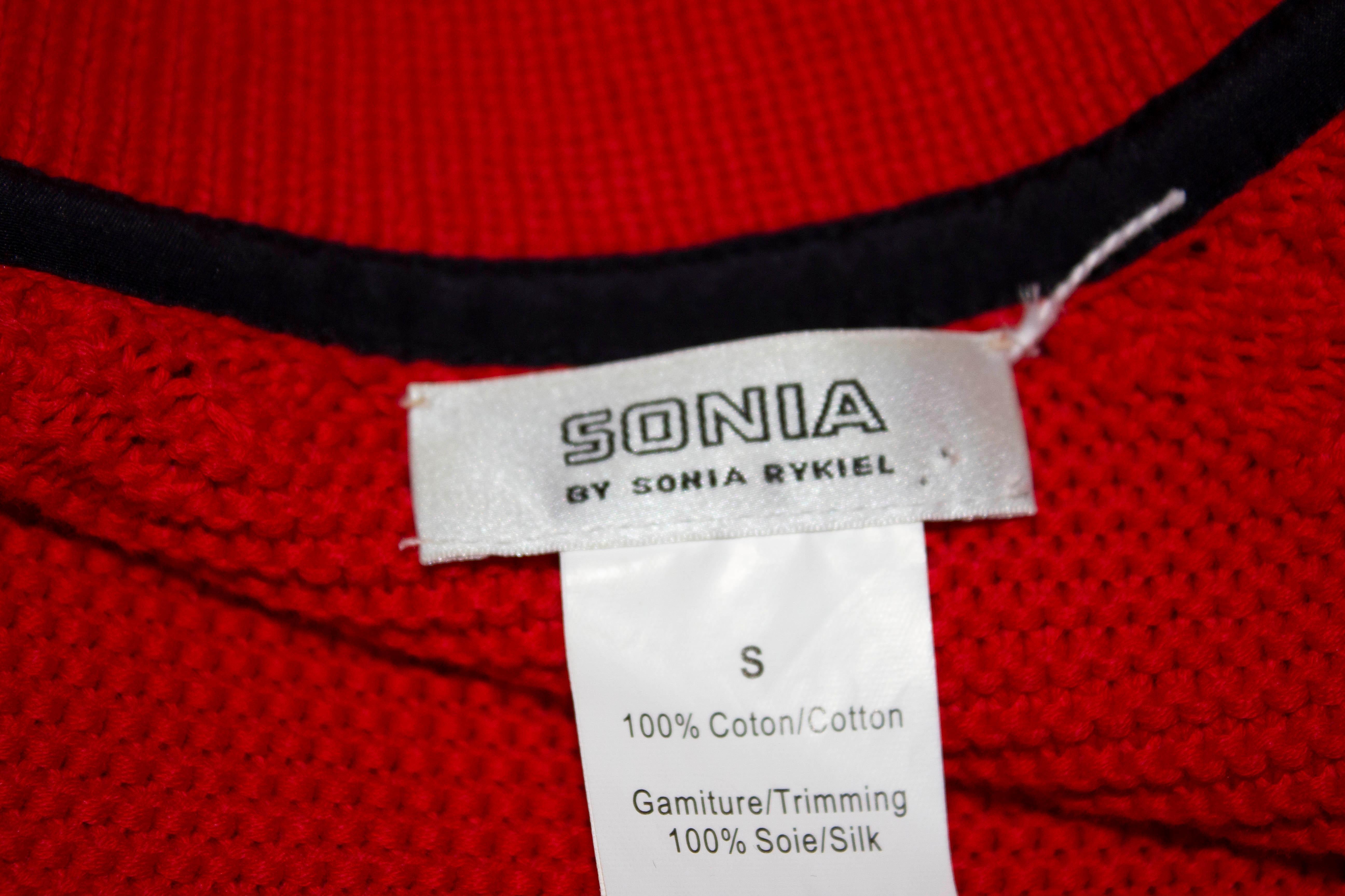 Cardigan rouge Sonia Rykiel en vente 2