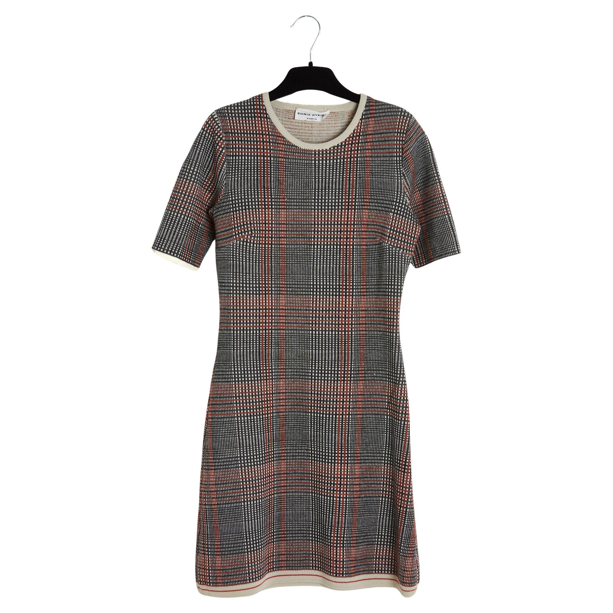 Sonia Rykiel Robe Laine Soie FR34/36 Wool and Silk Check on Dress UK6 US4
