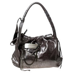 Sonia Rykiel Silver Leather Chain Embellished Shoulder Bag