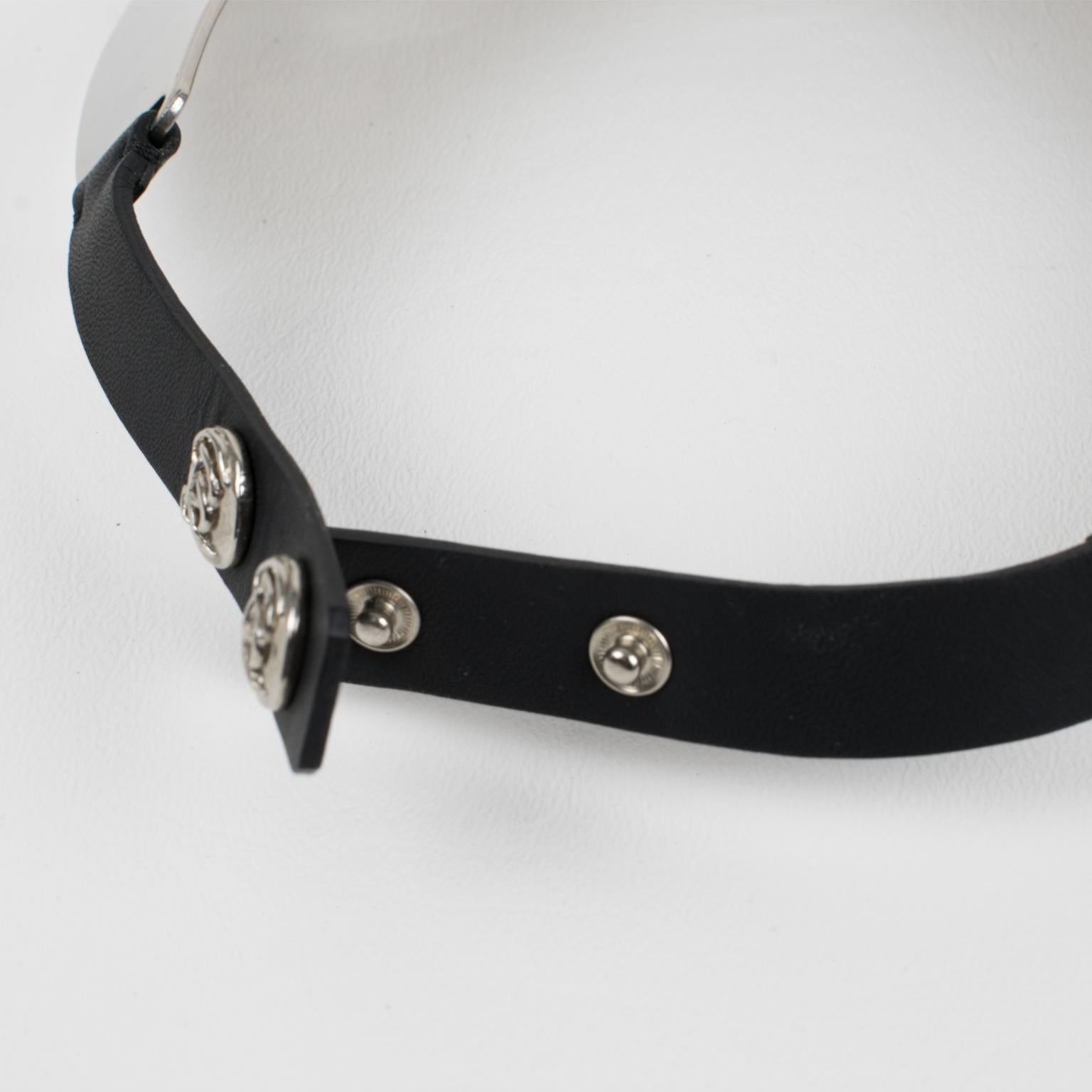 Sonia Rykiel Versilberte Metall-Latzhalskette mit blauen Glaskabochons im Angebot 9