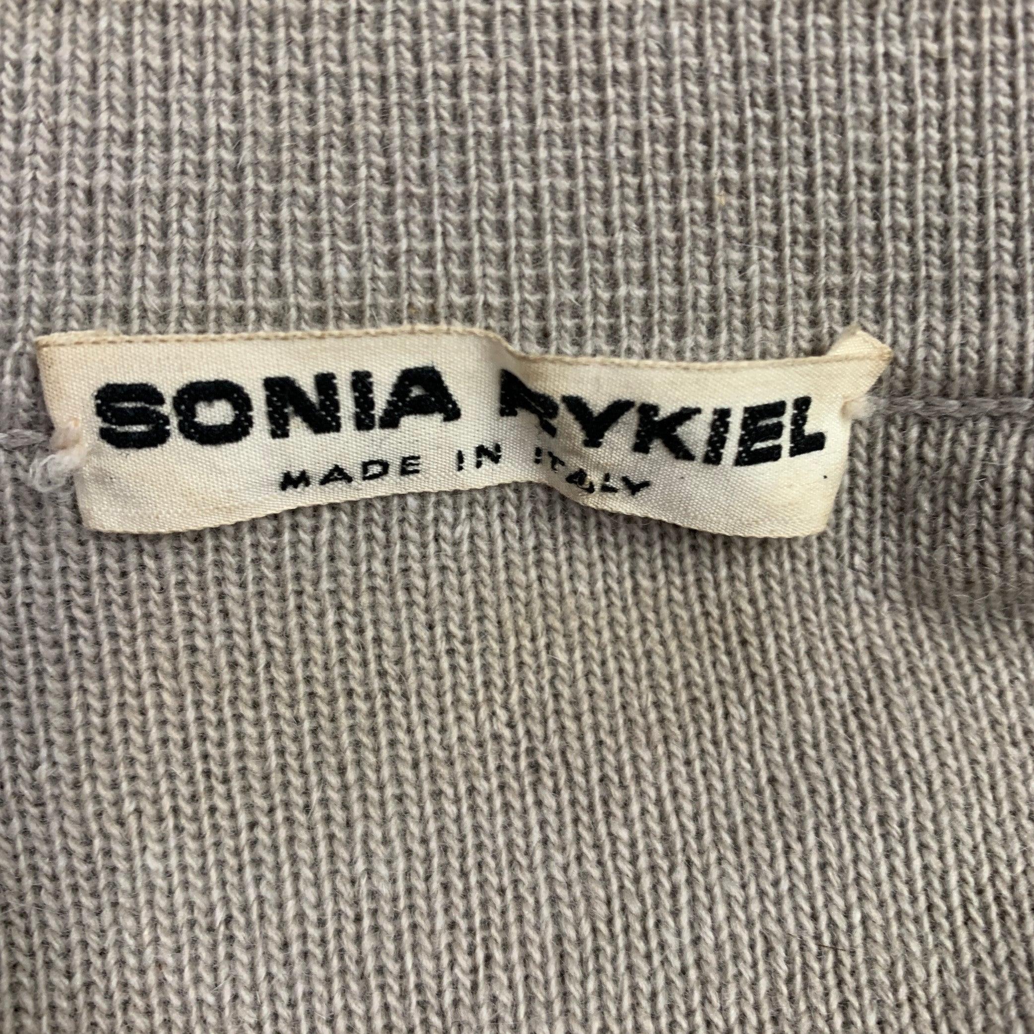 Women's SONIA RYKIEL Size 4 Beige Taupe Belted Knit Cardigan For Sale