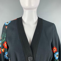 SONIA RYKIEL Size 4 Black Multi-Color Viscose Floral Snaps Dress