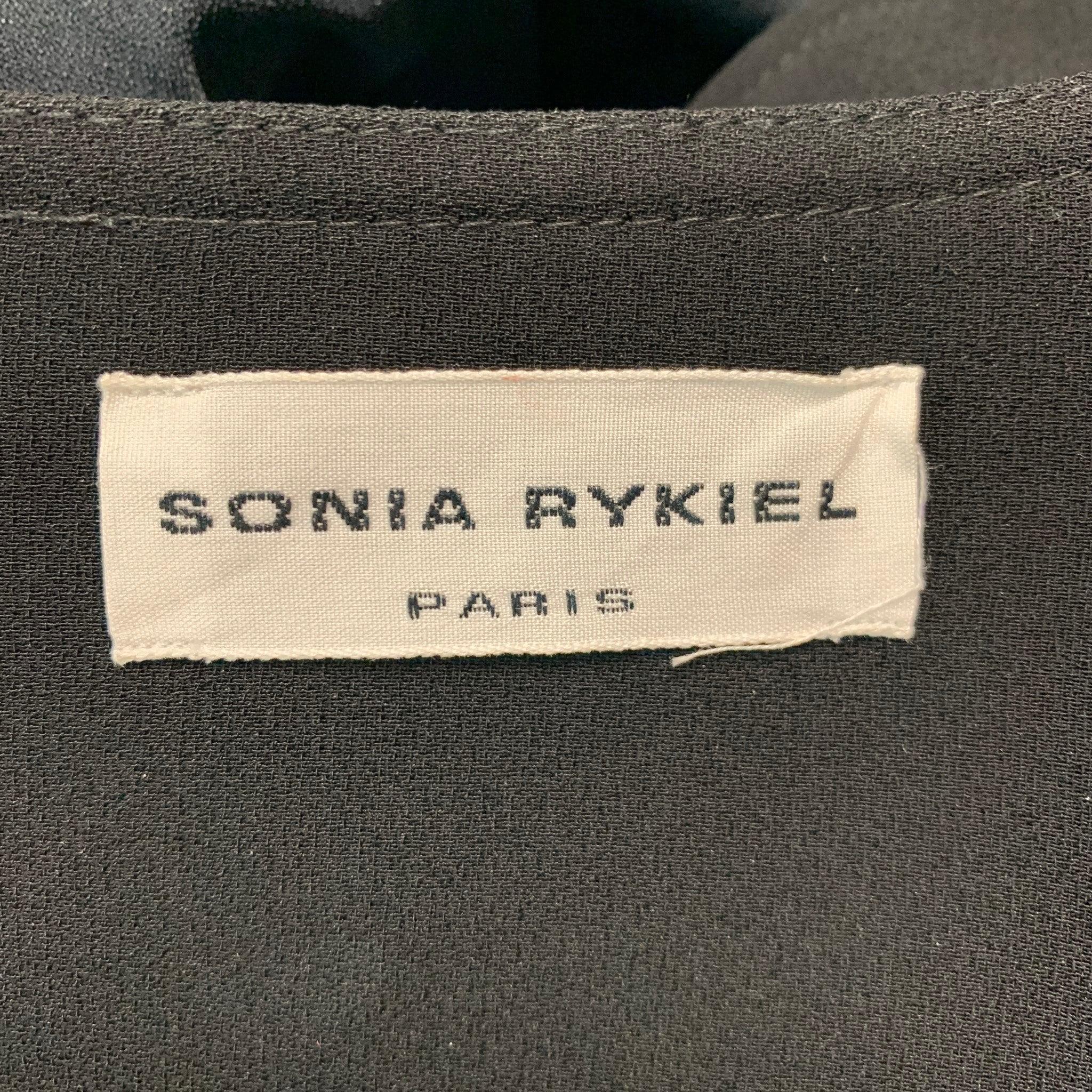 SONIA RYKIEL Size 4 Black Multi-Color Viscose Floral Snaps Dress For Sale 1