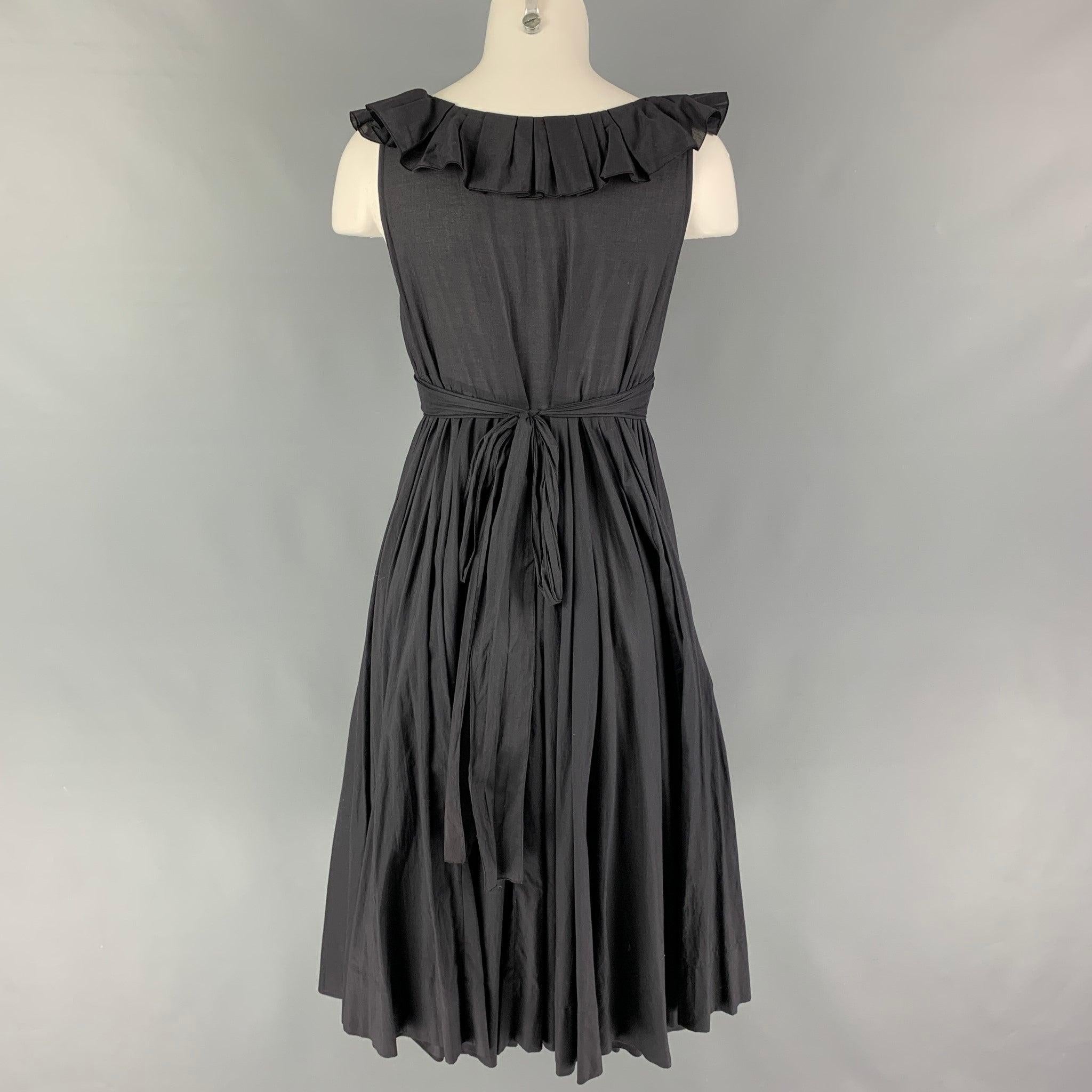SONIA RYKIEL Size 4 Slate Black Cotton Applique Sleeveless Dress In Good Condition For Sale In San Francisco, CA