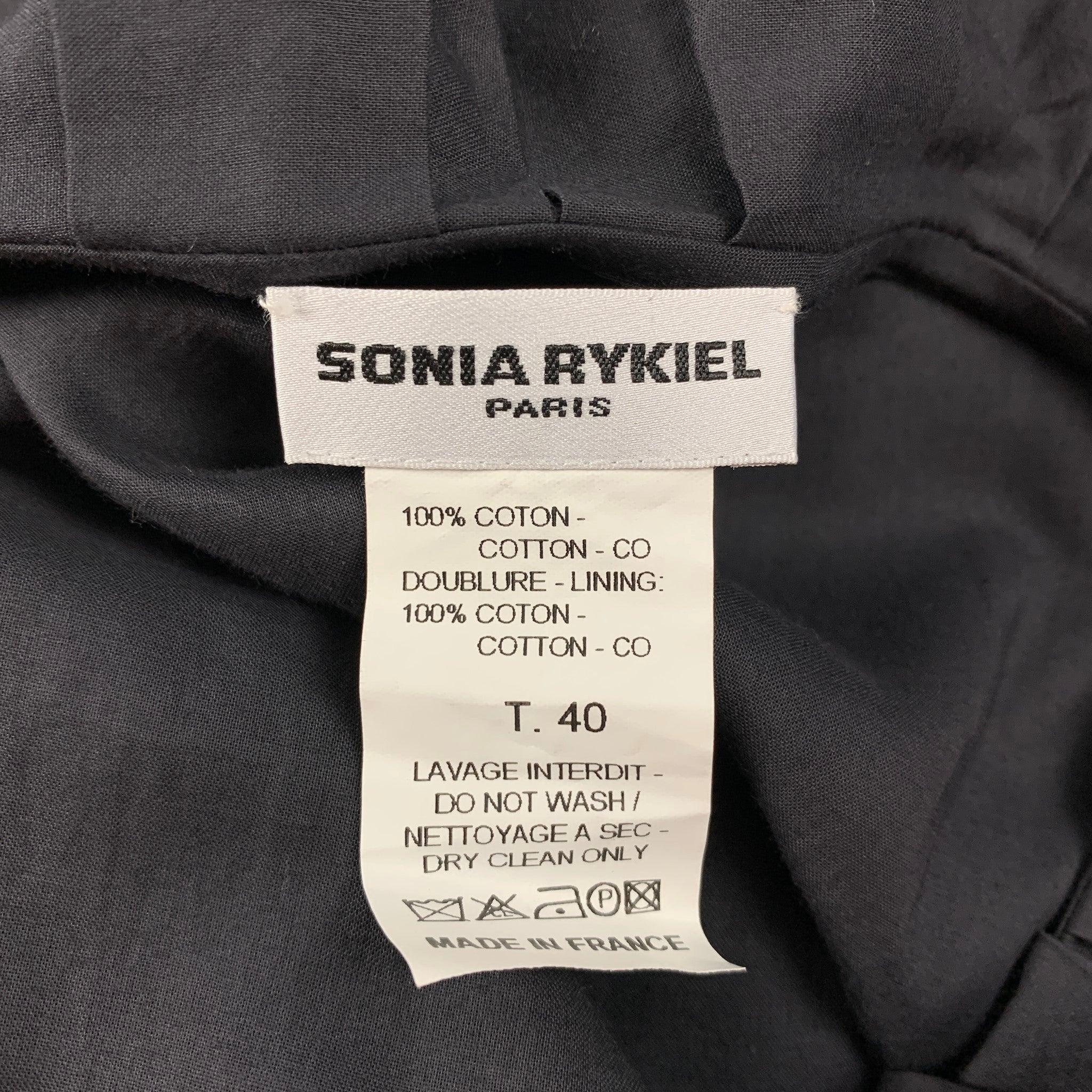 Women's SONIA RYKIEL Size 4 Slate Black Cotton Applique Sleeveless Dress For Sale