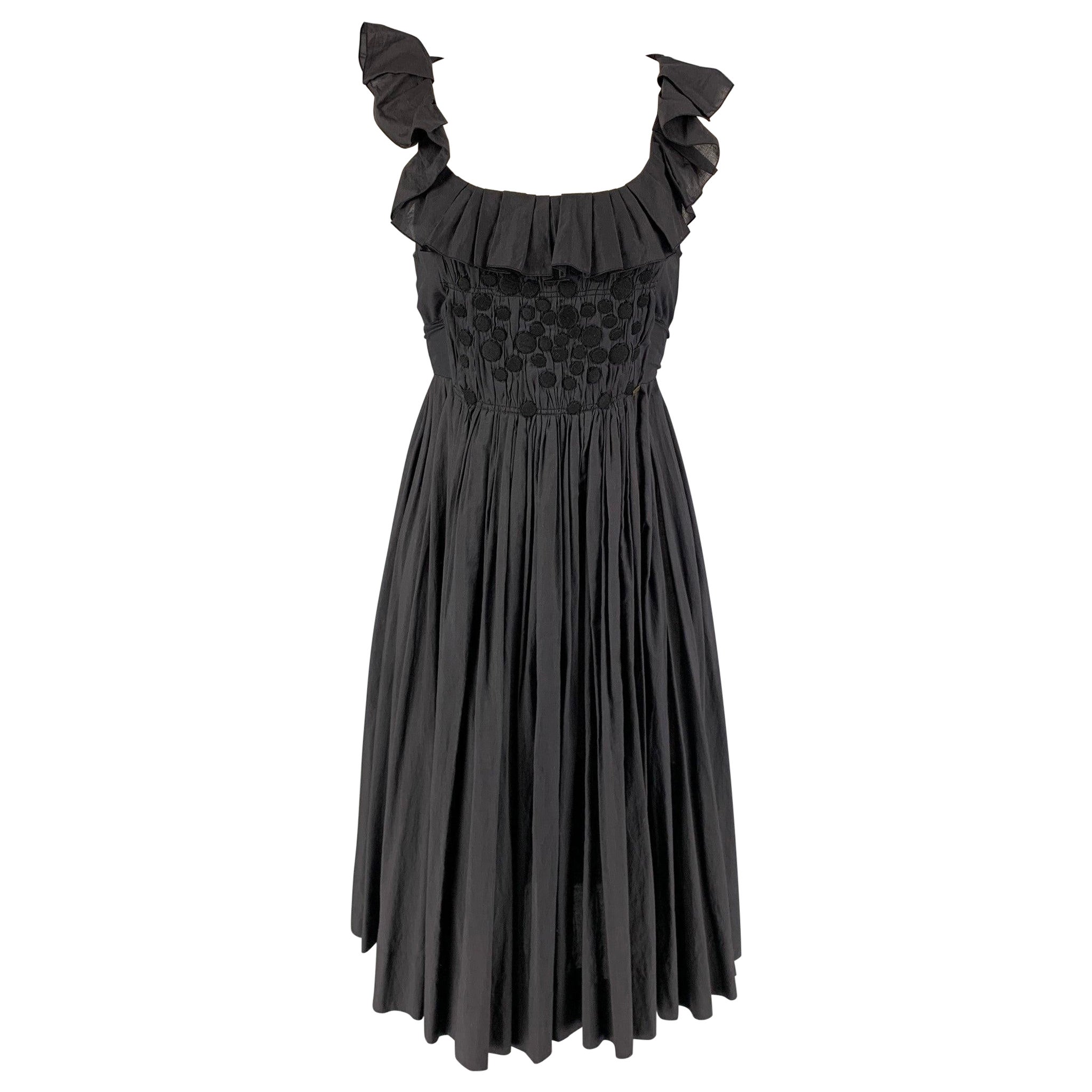 SONIA RYKIEL - Robe sans manches en coton noir avec appliques en ardoise, taille 4 en vente