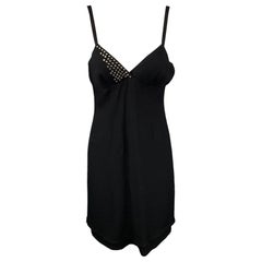 Sonia Rykiel Taglia 6 Vestito da cocktail con cinturino a spaghetti in acetato e viscosa con strass