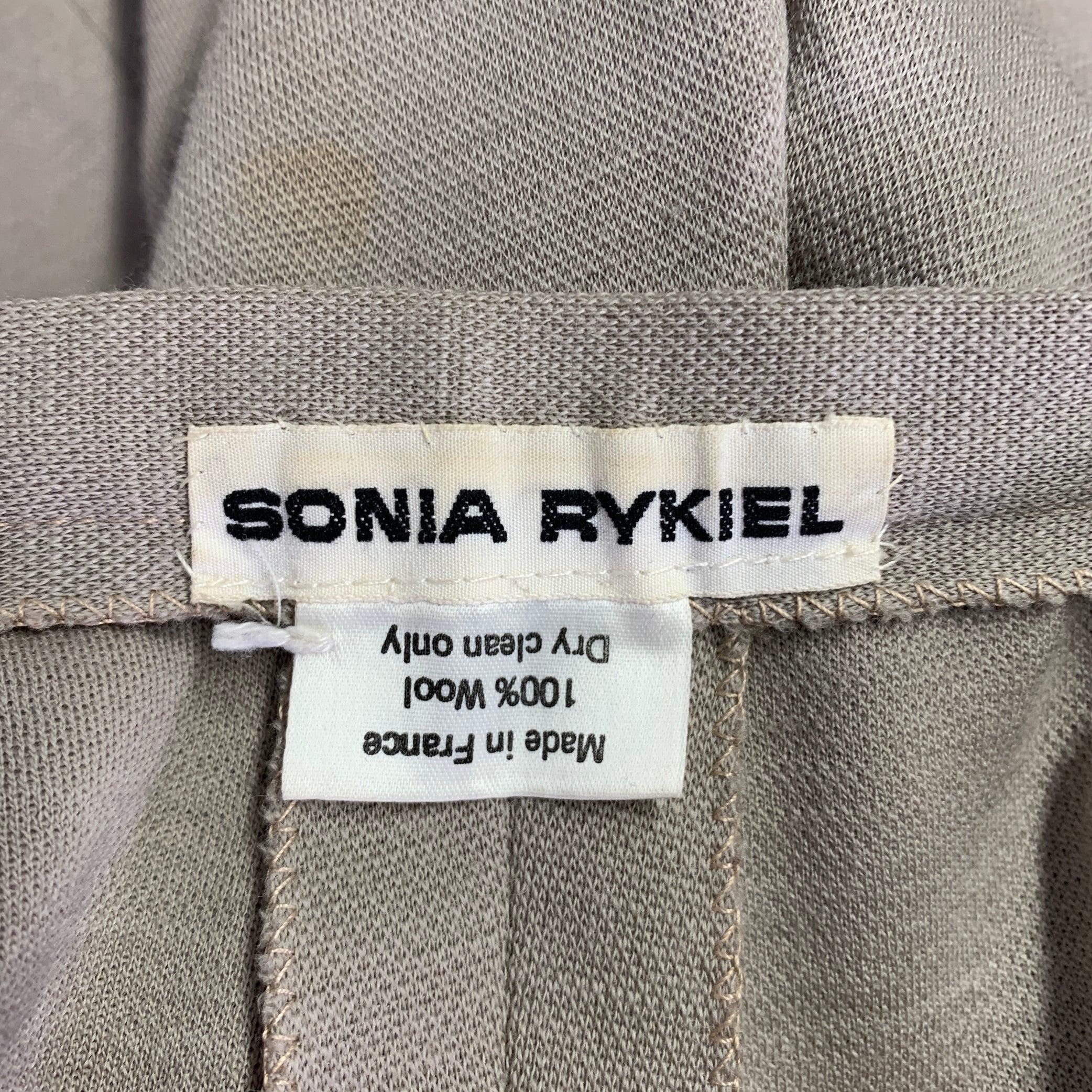 SONIA RYKIEL Taille S - Pantalon court casual en laine gris taupe en vente 3