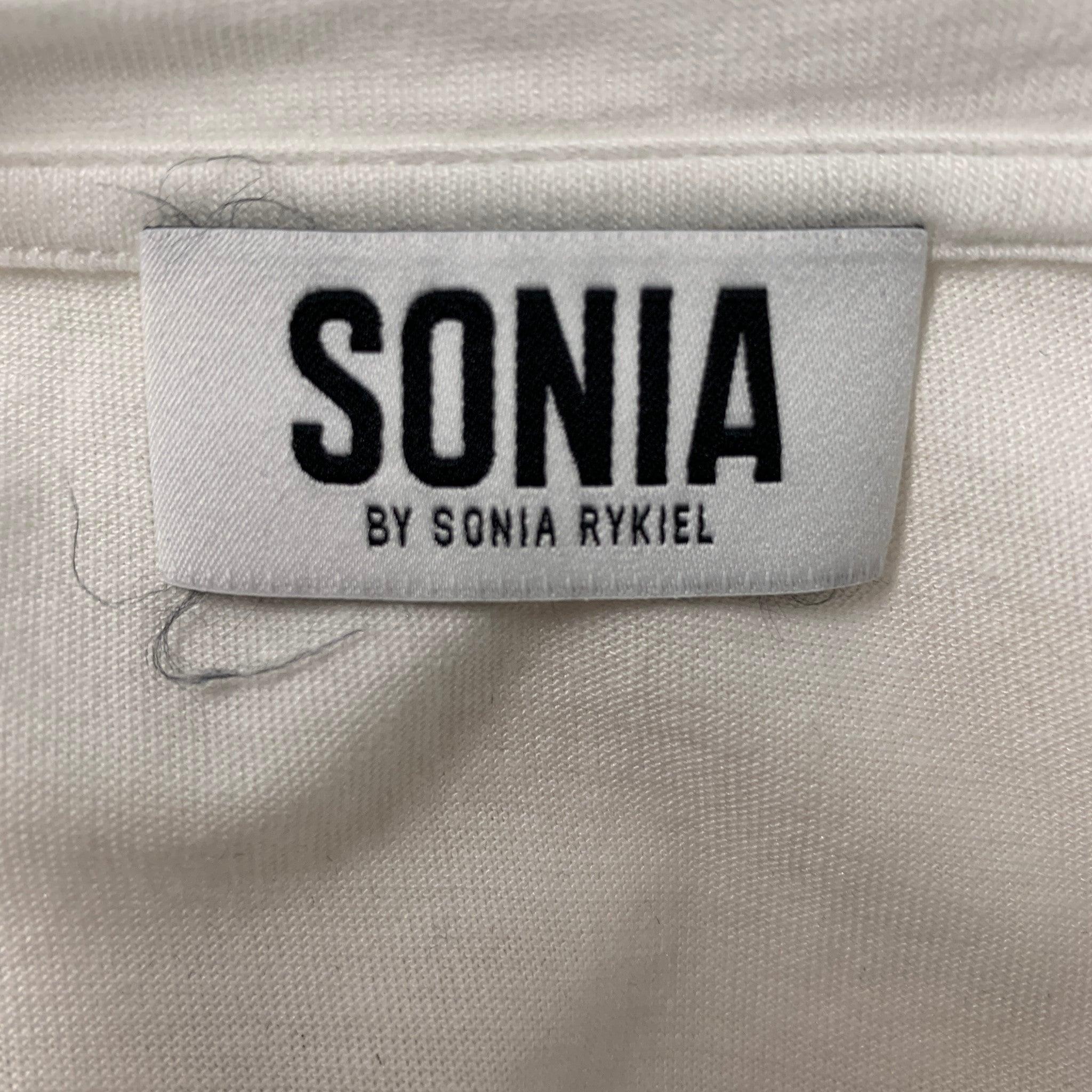 Women's SONIA RYKIEL Size S White Black T-Shirt For Sale