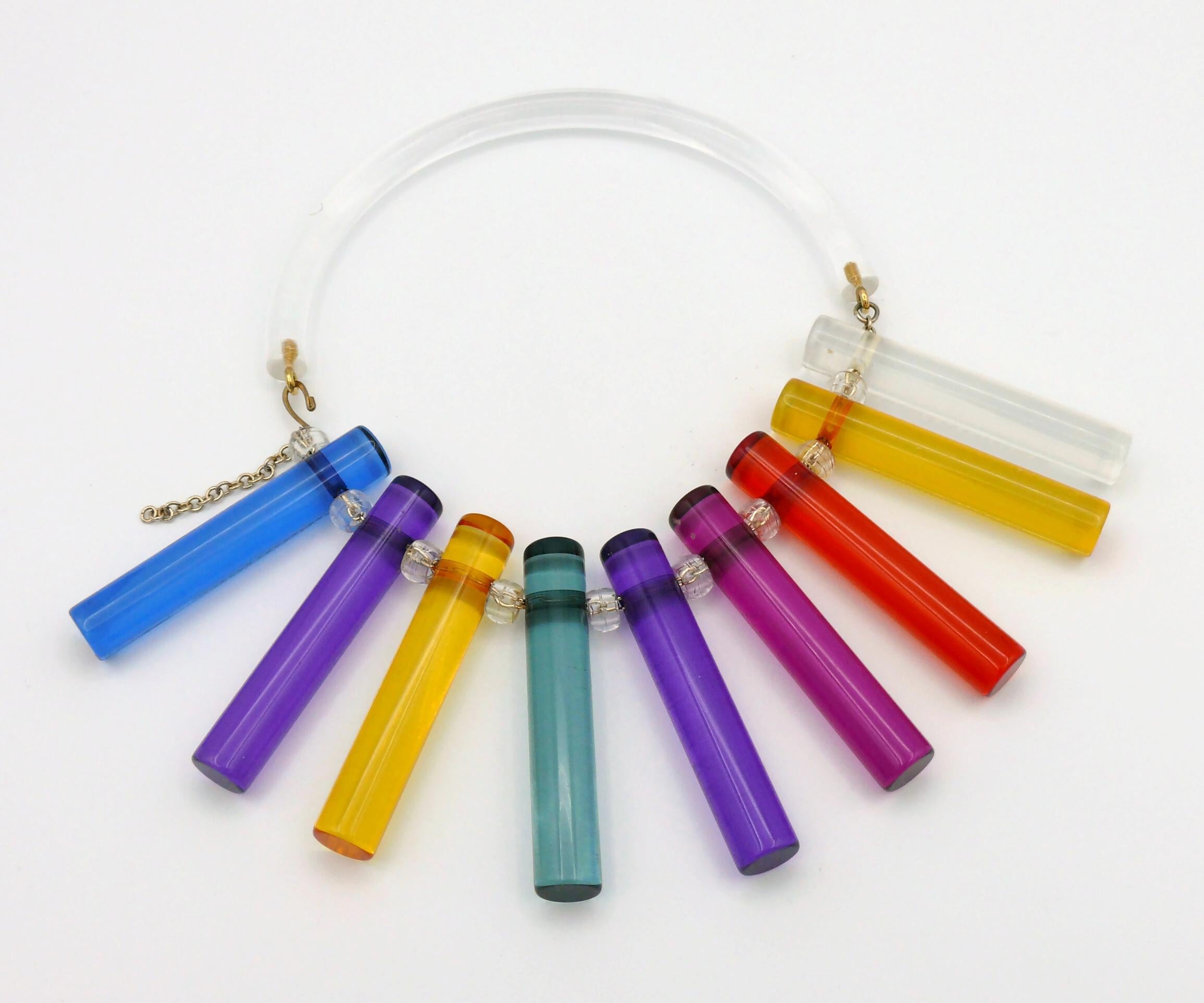 SONIA RYKIEL Space Age Rainbow Lucite Bib Necklace For Sale 7