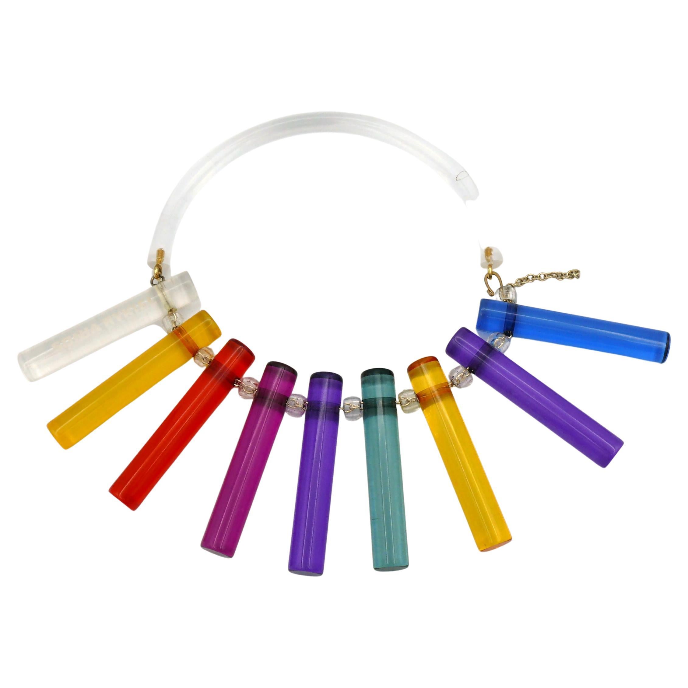 SONIA RYKIEL Space Age Rainbow Lucite Bib Necklace For Sale