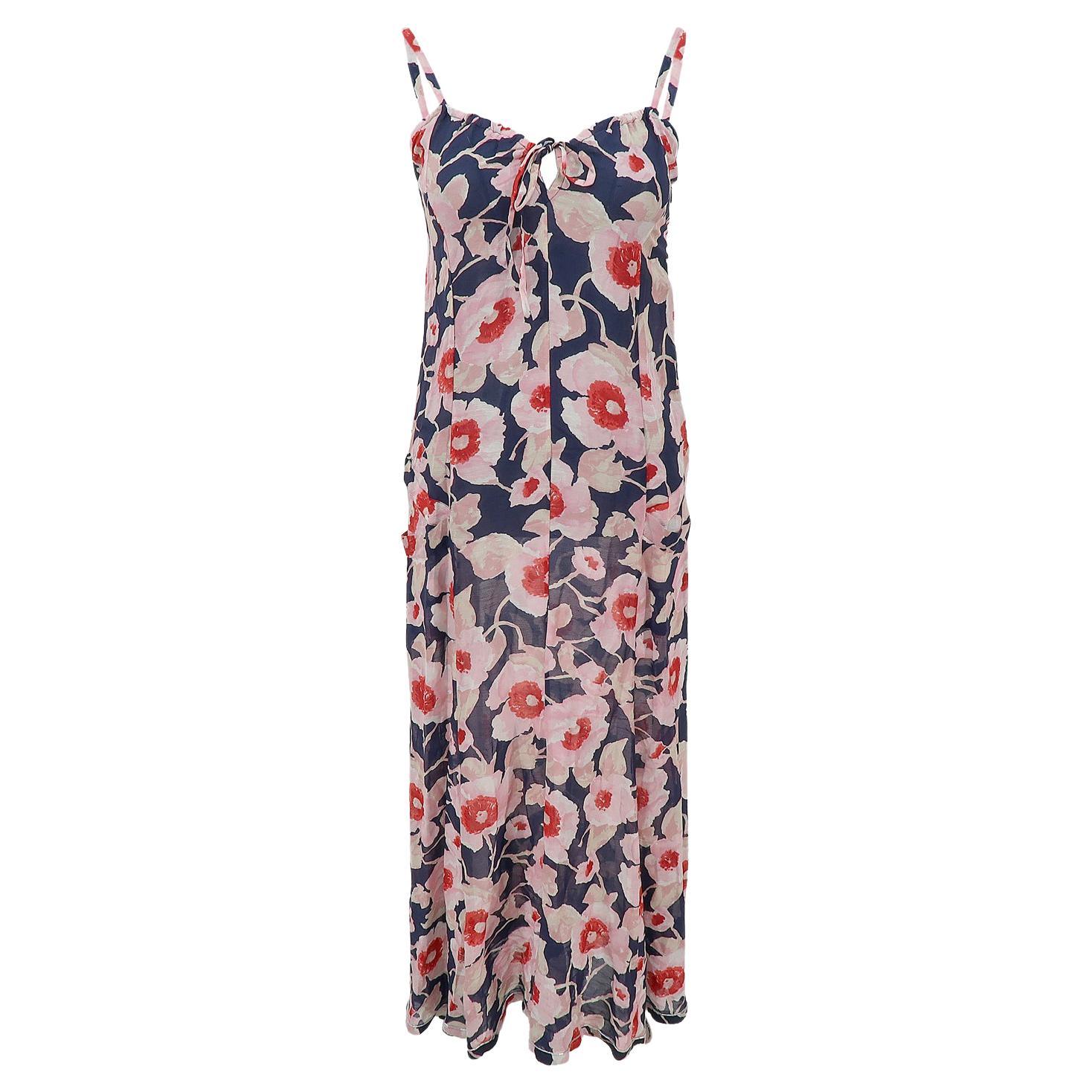 Sonia Rykiel SS-2002 Viscose Mix Flower Print Slip Dress For Sale