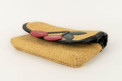 Sonia Rykiel Straw and Imitation Leather Clutch