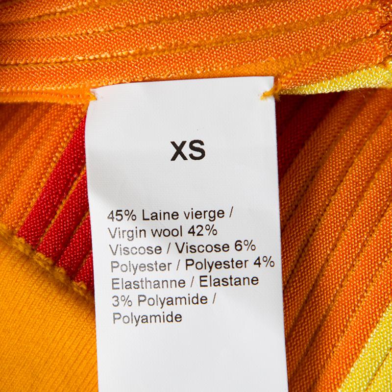 Sonia Rykiel Sunflower Yellow Striped Ribbed Knit Pleated Midi Skirt XS 1