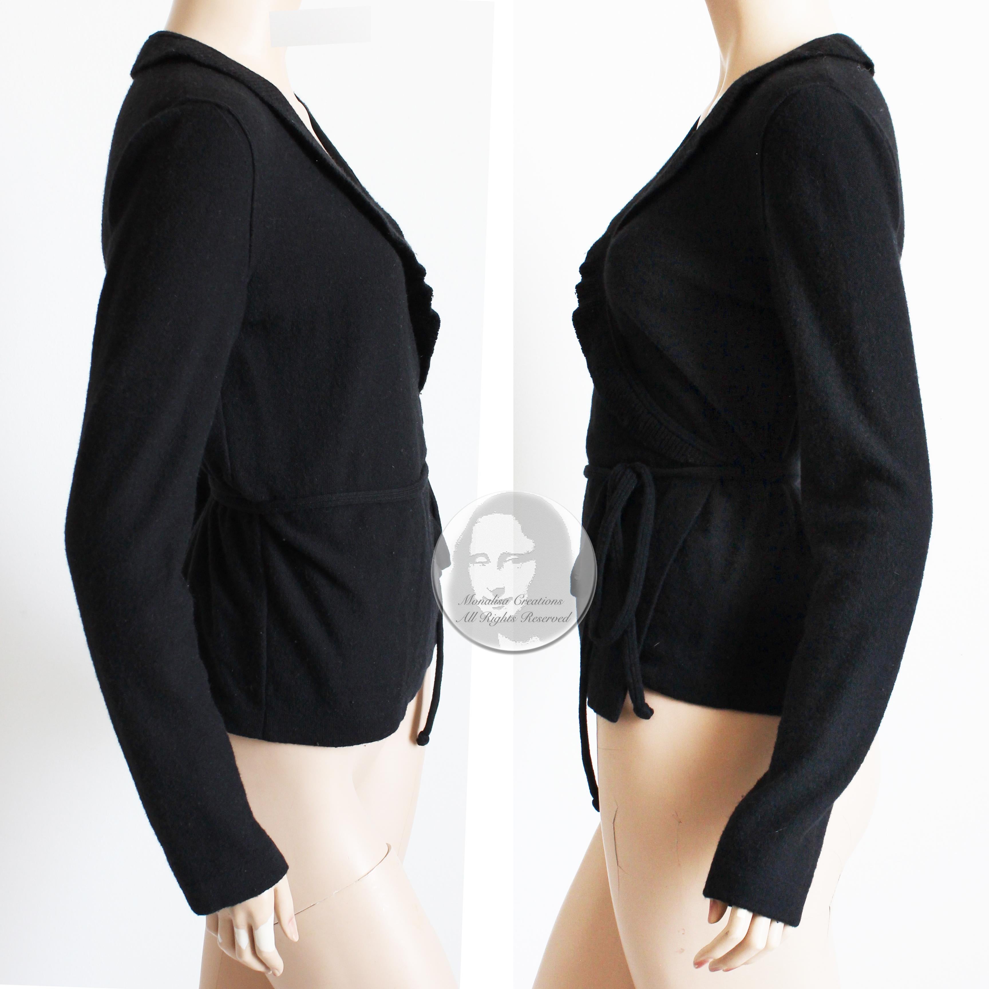 Sonia Rykiel Sweater Wrap Style Black Wool Angora Knit Cardigan Vintage 90s 40 2