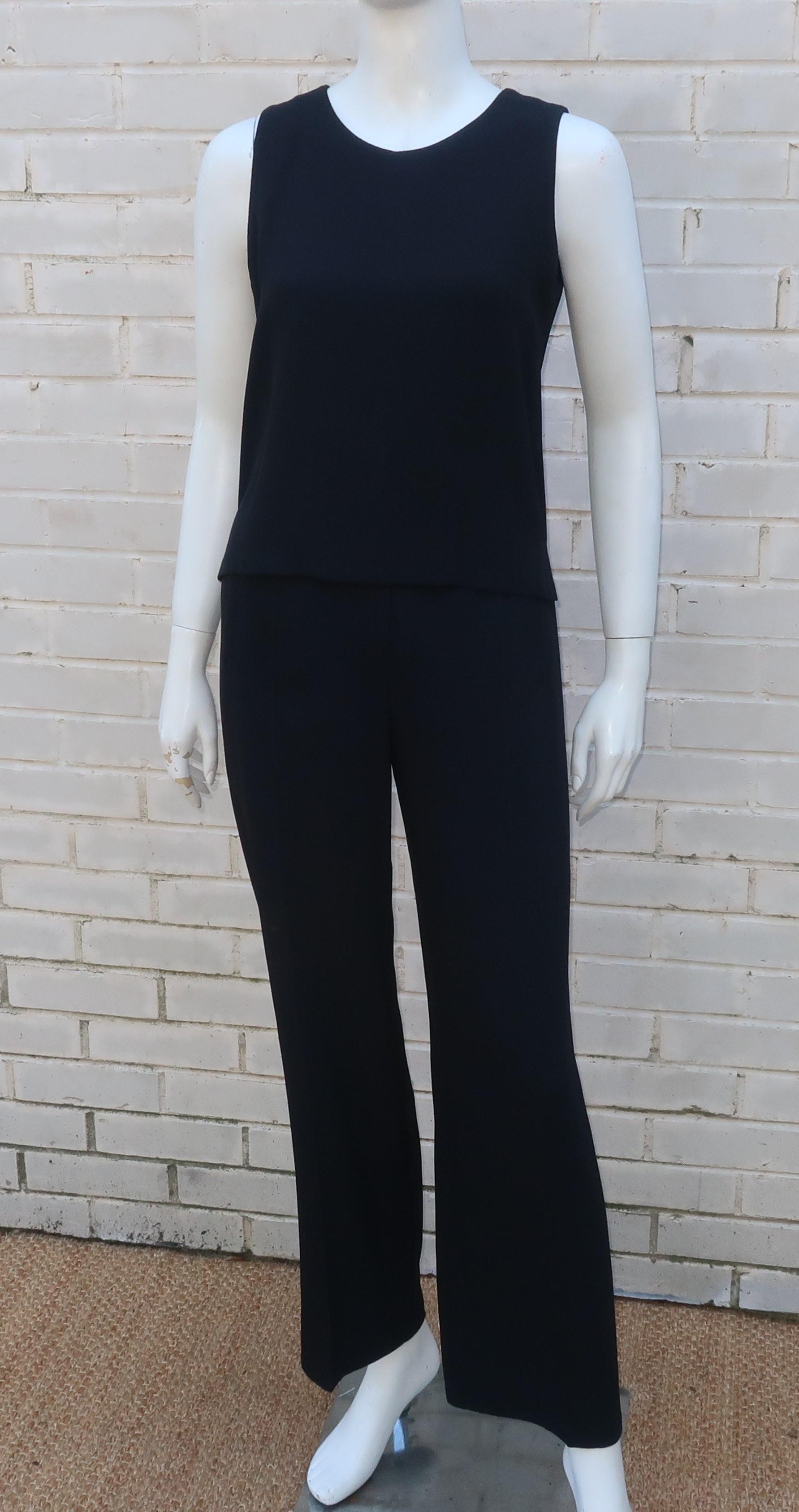 Sonia Rykiel Three Piece Tuxedo Style Black Pant Suit, 1980's For Sale 4