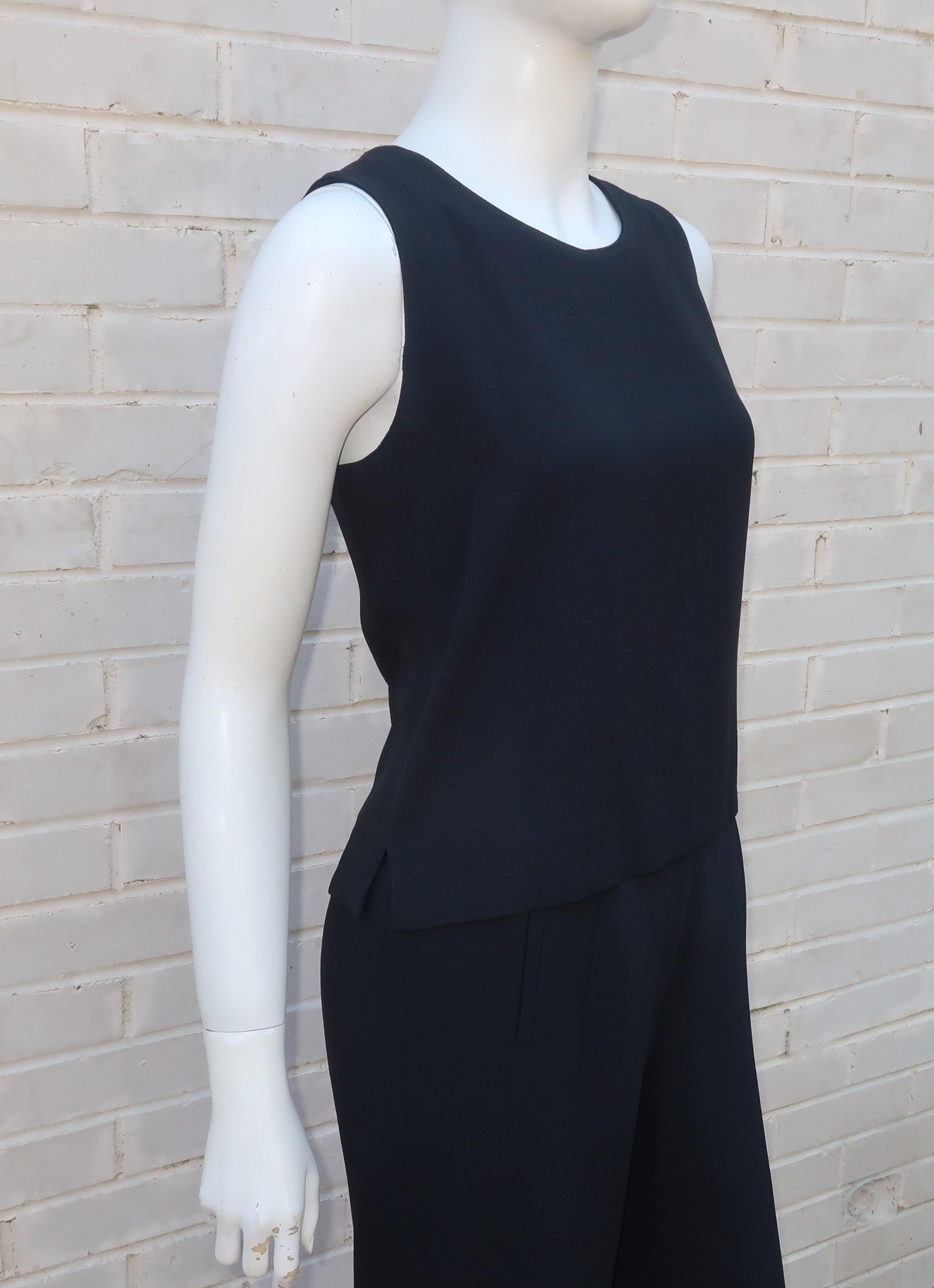 Sonia Rykiel Three Piece Tuxedo Style Black Pant Suit, 1980's For Sale 5