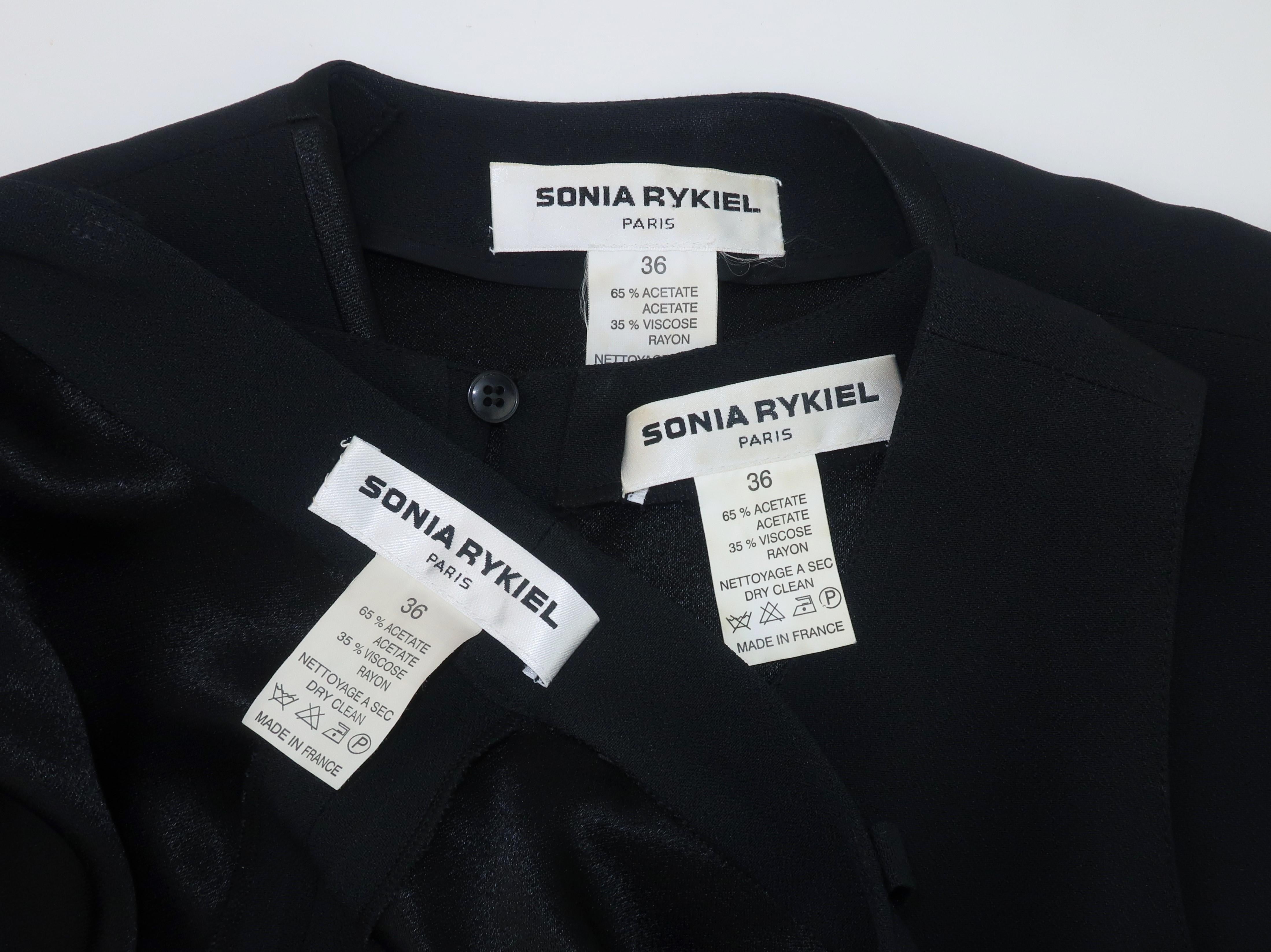 Sonia Rykiel Three Piece Tuxedo Style Black Pant Suit, 1980's For Sale 8