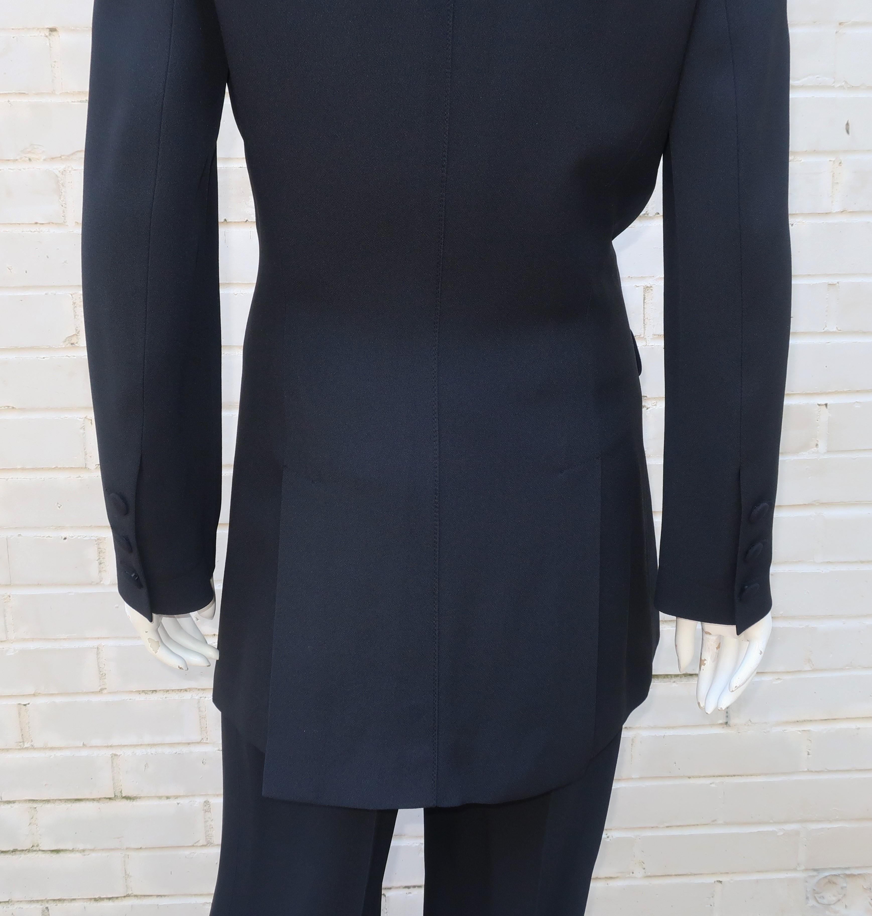 Sonia Rykiel Three Piece Tuxedo Style Black Pant Suit, 1980's For Sale 3