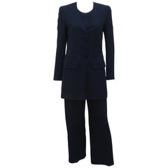 Sonia Rykiel Three Piece Tuxedo Style Black Pant Suit, 1980's