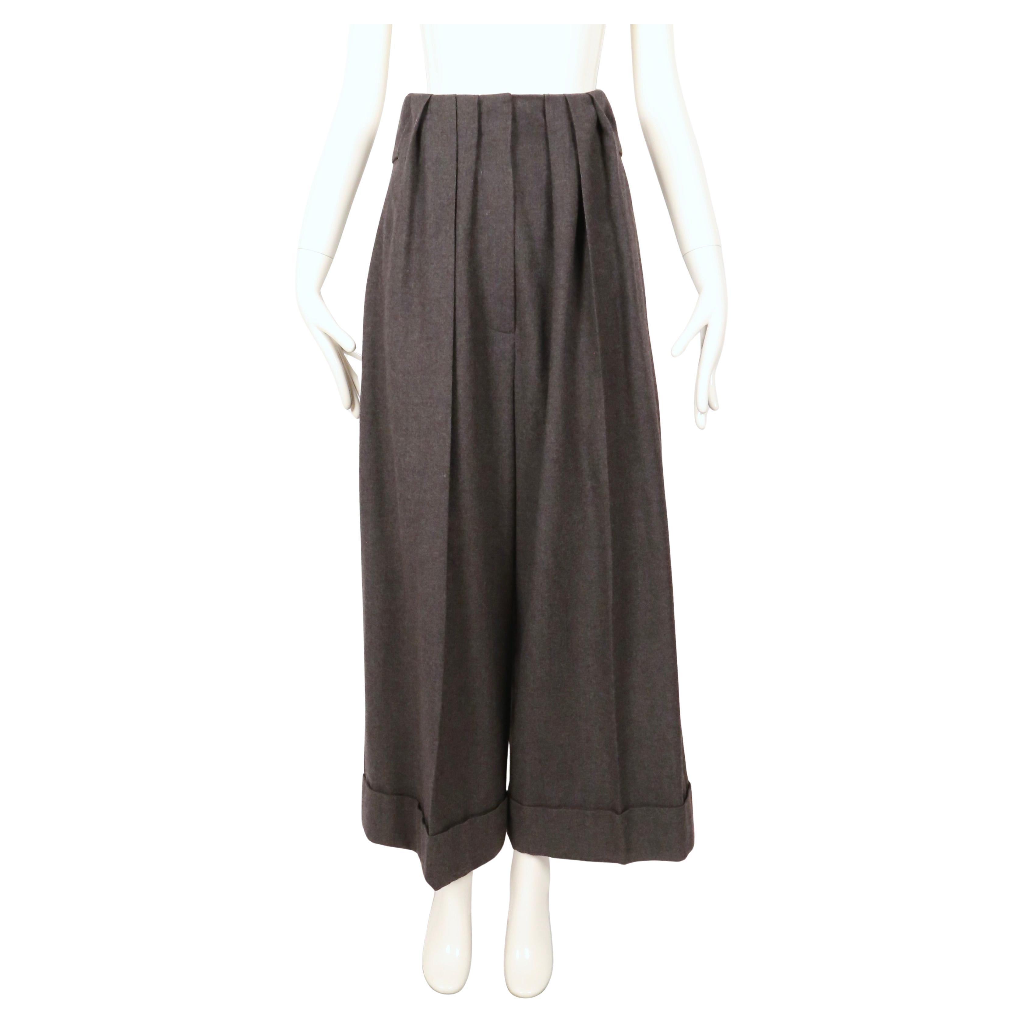 SONIA RYKIEL ultra high waist charcoal grey wool pants with half belt For Sale 5