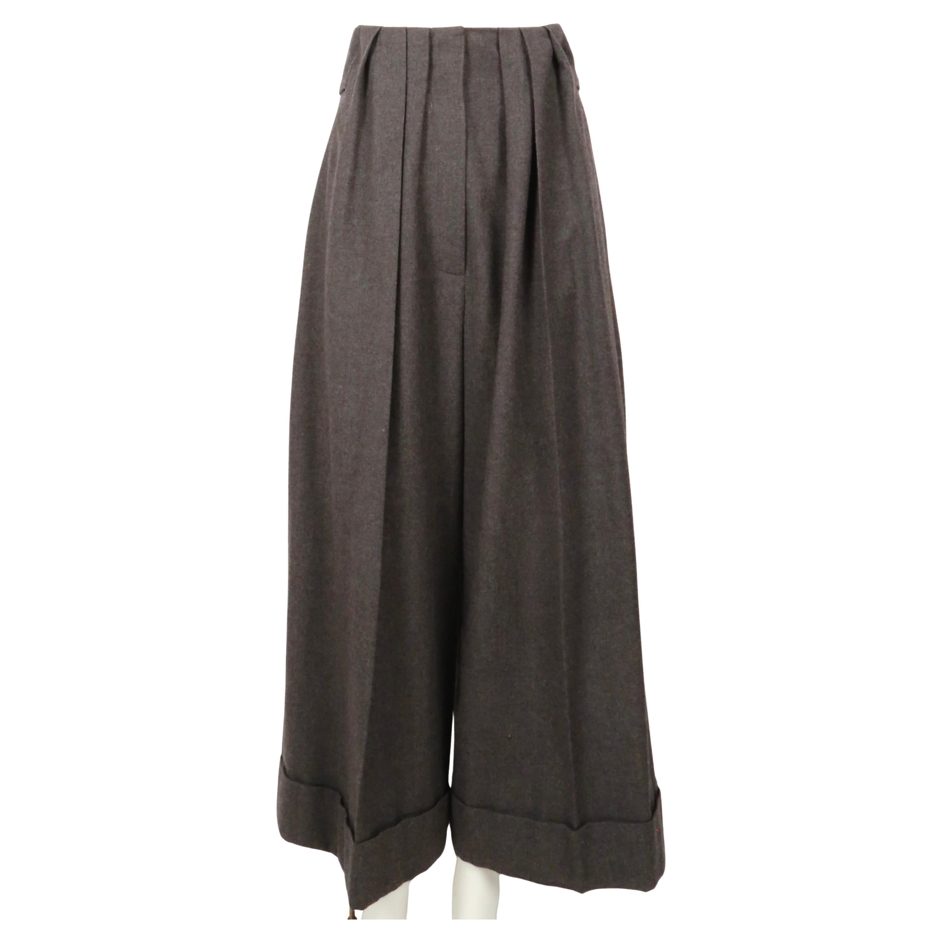 SONIA RYKIEL ultra high waist charcoal grey wool pants with half belt For Sale 6