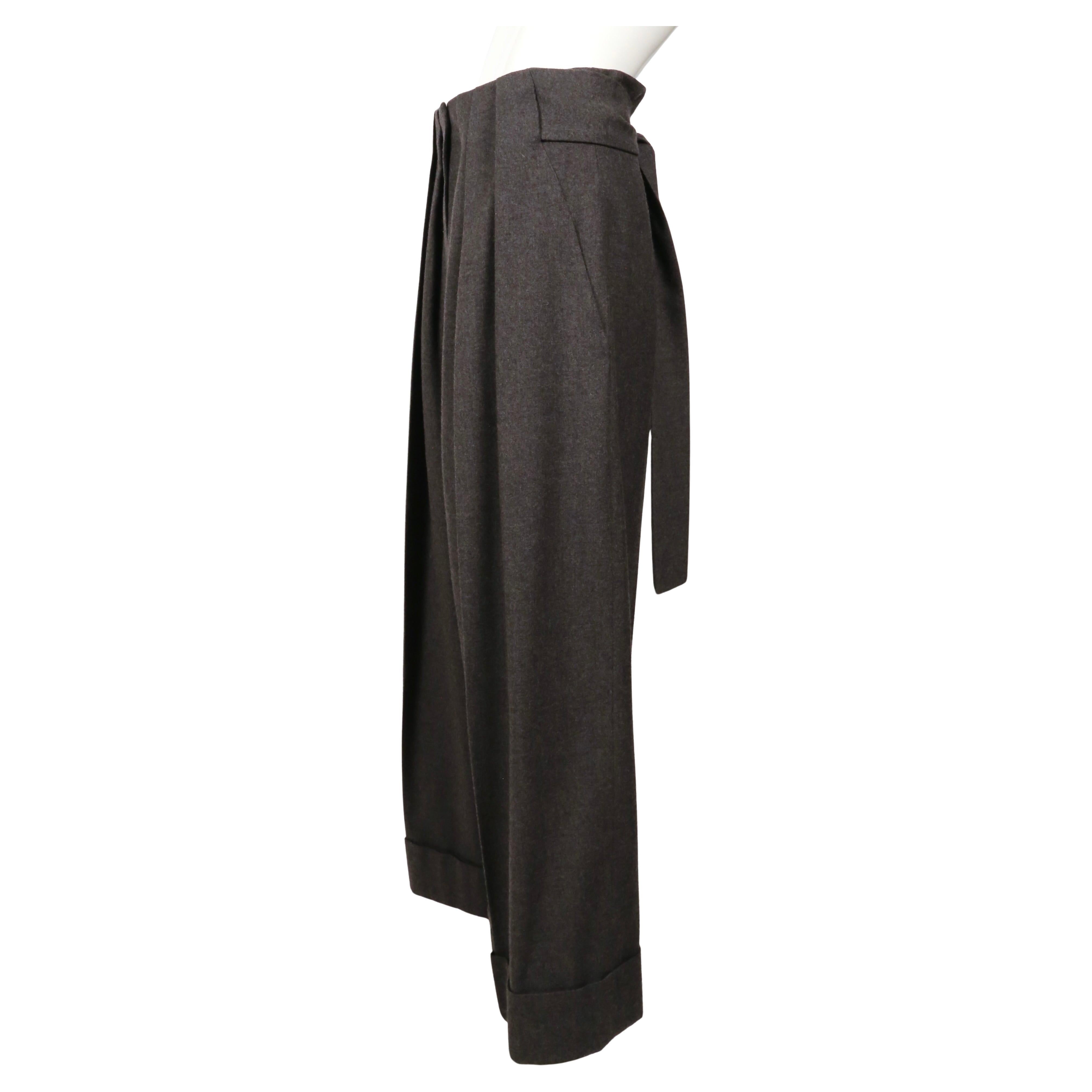 SONIA RYKIEL ultra high waist charcoal grey wool pants with half belt For Sale 7