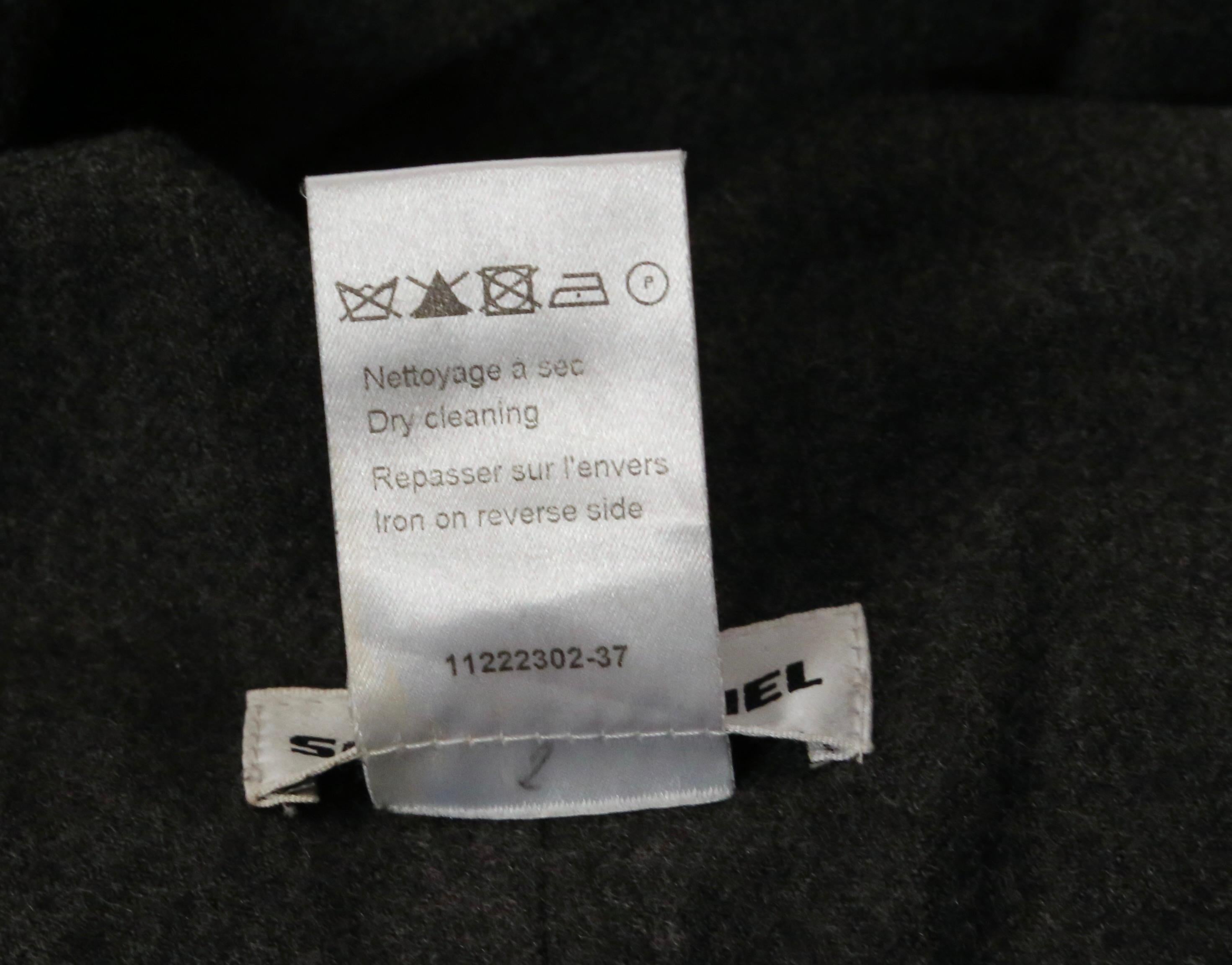 SONIA RYKIEL ultra high waist charcoal grey wool pants with half belt For Sale 9