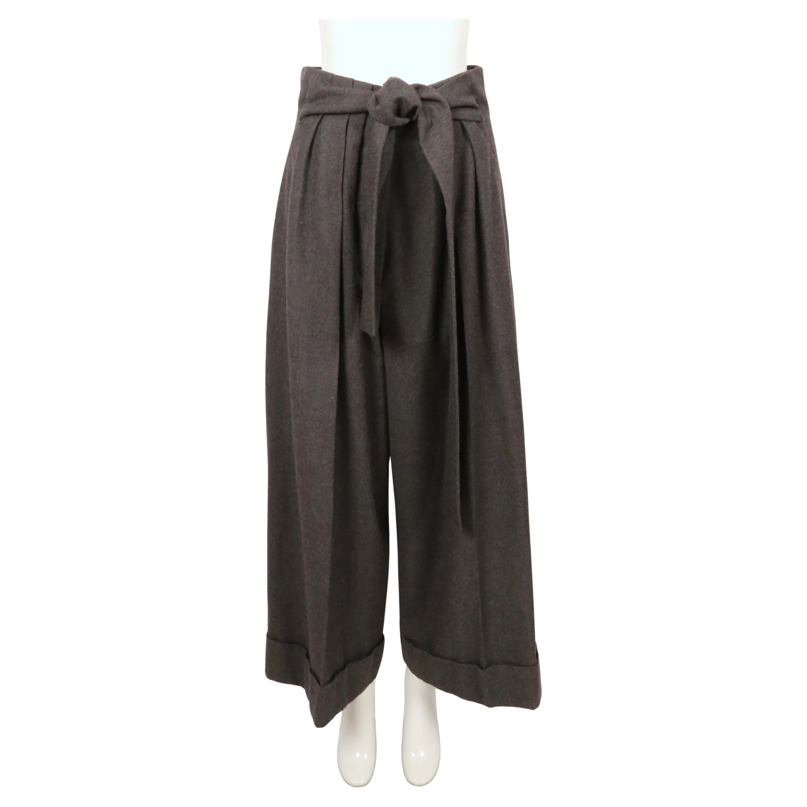 SONIA RYKIEL ultra high waist charcoal grey wool pants with half belt For Sale 2