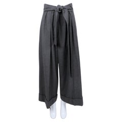 SONIA RYKIEL pantaloni a vita ultra alta in lana grigio antracite con mezza cintura
