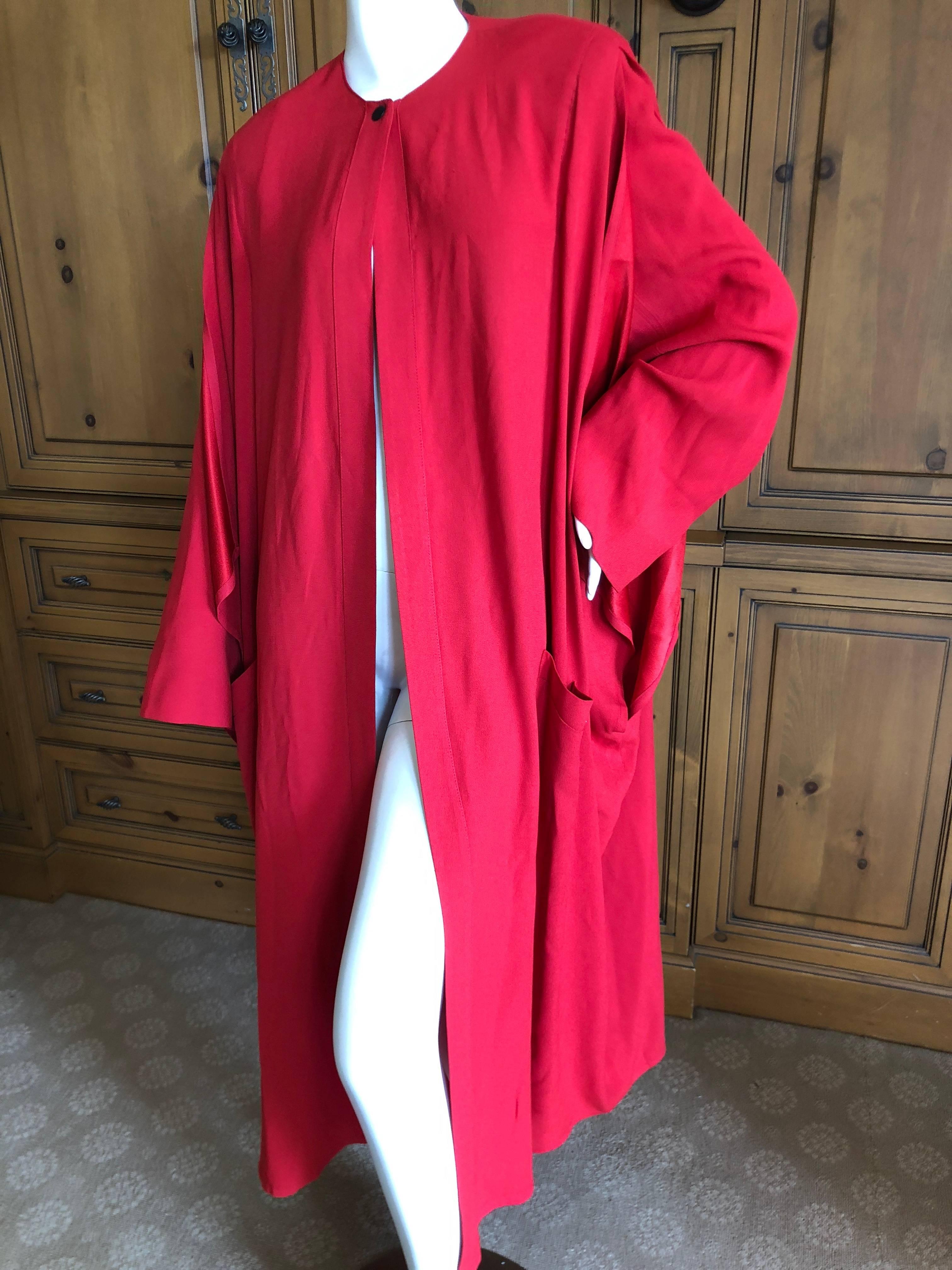 Women's Sonia Rykiel Vintage 1980's Red Side Slashed Kimono Style Coat For Sale