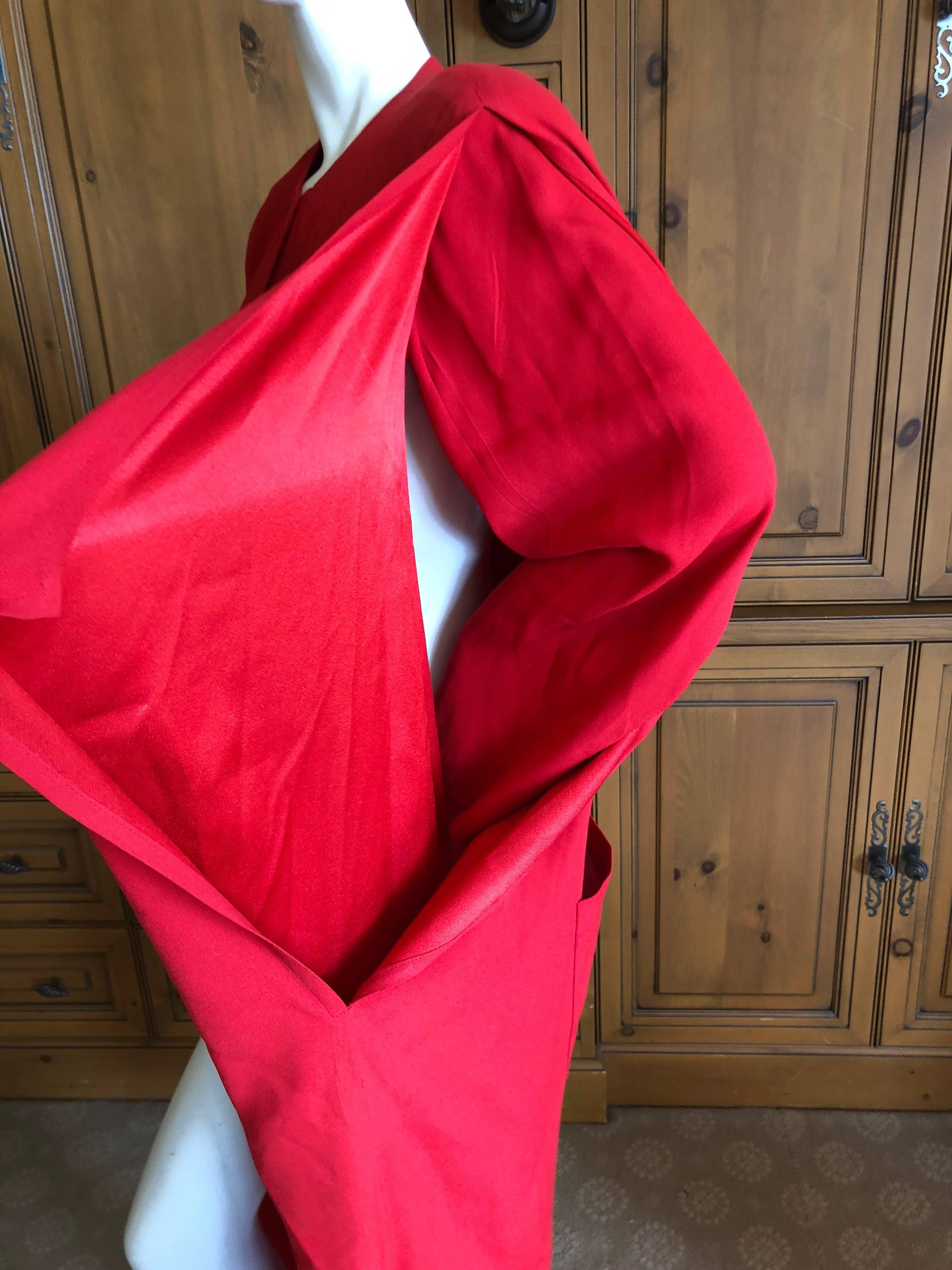 Sonia Rykiel Vintage 1980's Red Side Slashed Kimono Style Coat For Sale 1